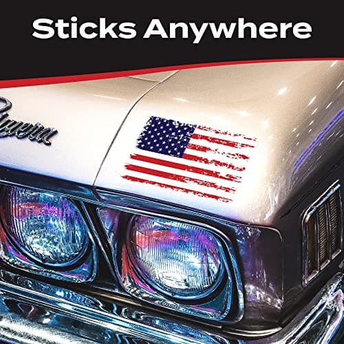 American Flag Decal - Distressed Patriotic Vinyl Bumper Sticker for Cars, Trucks & Vehicle Windows - Made in USA