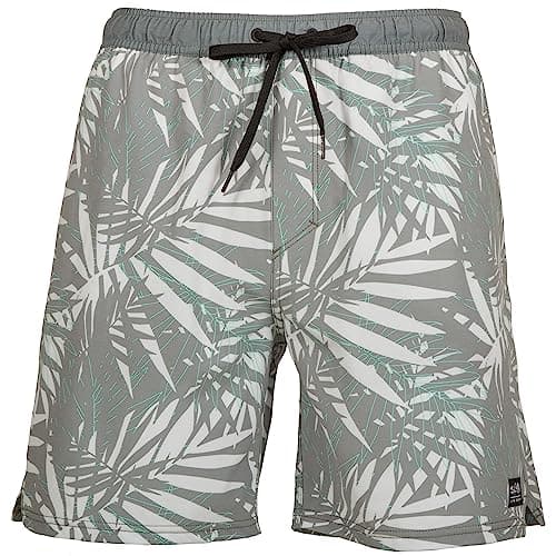 Salt Life Men's Jungle Vibes Volley Shorts - Comfortable and Stylish Swimwear for Men at the Beach — Sleet Grey