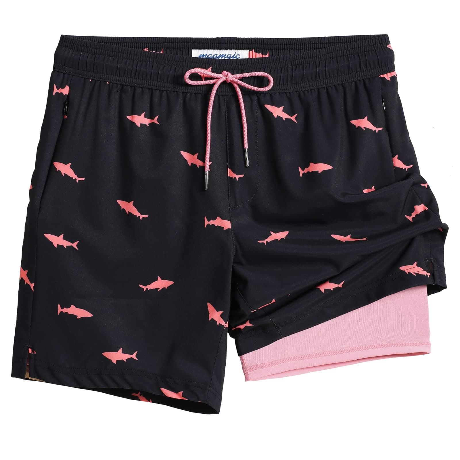 Maamgic 2 in 1 Mens Swim Trunks 7 Inch Swim Shorts - Recycled Material - Swimming, Beach - Durable and Comfortable - 32