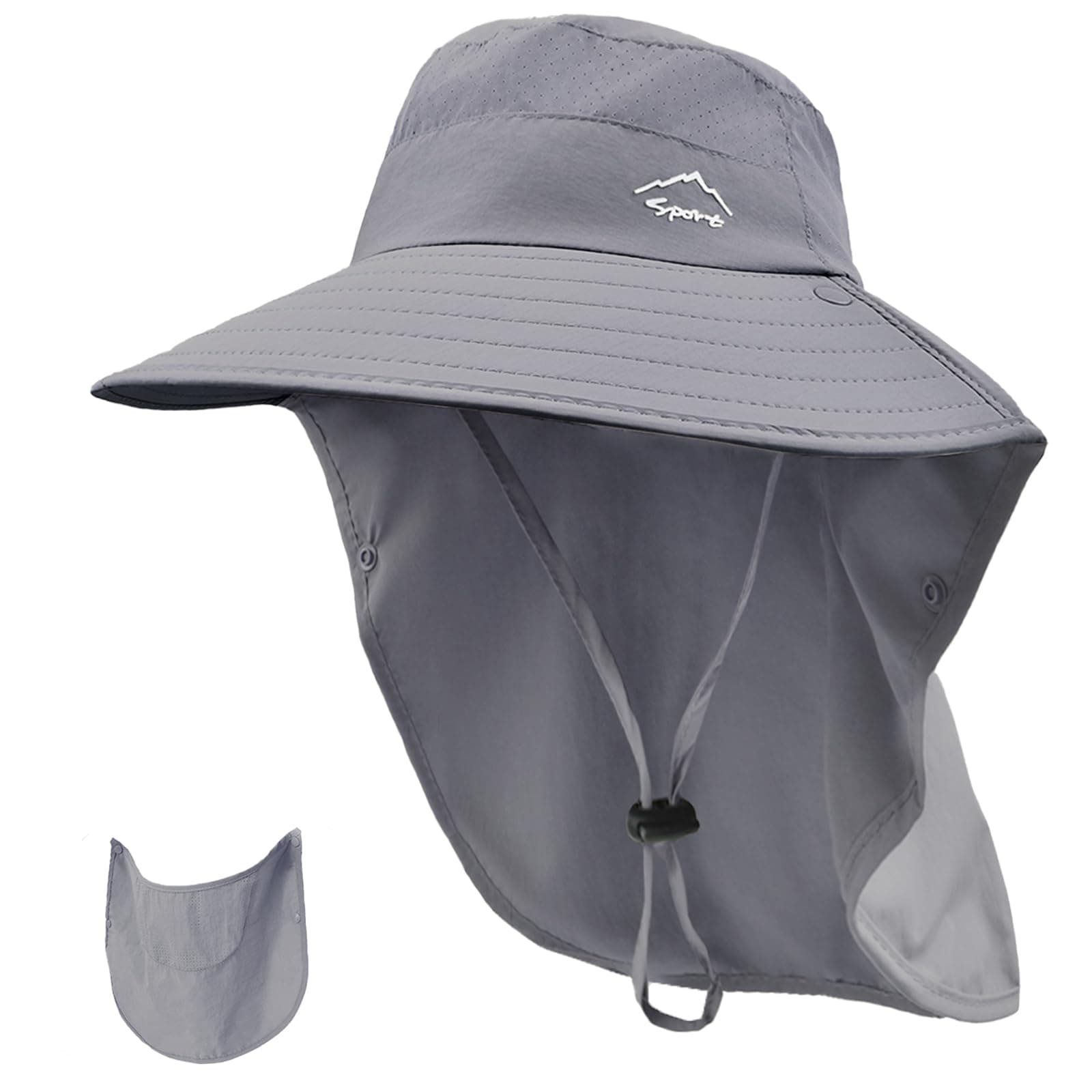 Rosoz Wide Brim Sun Hat for Men and Women with Neck Flap and UPF50+ Protection Outdoor Fishing Hat with Detachable Face