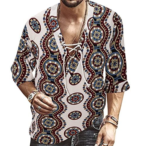 Rela Bota Men's V-Neck Short Sleeve Beach Shirt Printing Yoga Top
| Rela Bota Men's Short Sleeve Beach V-Neck Drawing S — Circle White