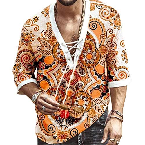 Rela Bota Men's V-Neck Short Sleeve Beach Shirt Printing Yoga Top
| Rela Bota Men's Short Sleeve Beach V-Neck Drawing S — Orange
