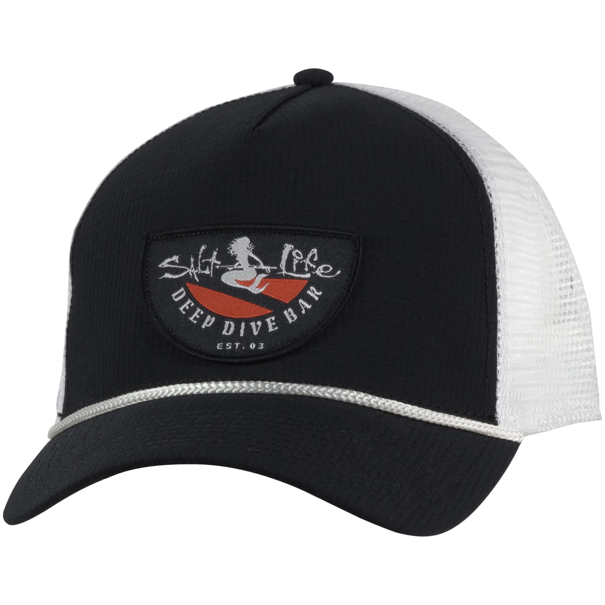 Salt Life Deep Dive Bar Mesh Hat - Black - Outdoor Water Sports Floppy Hat - UV Protection Wide Brim Sun Hat - OSFM