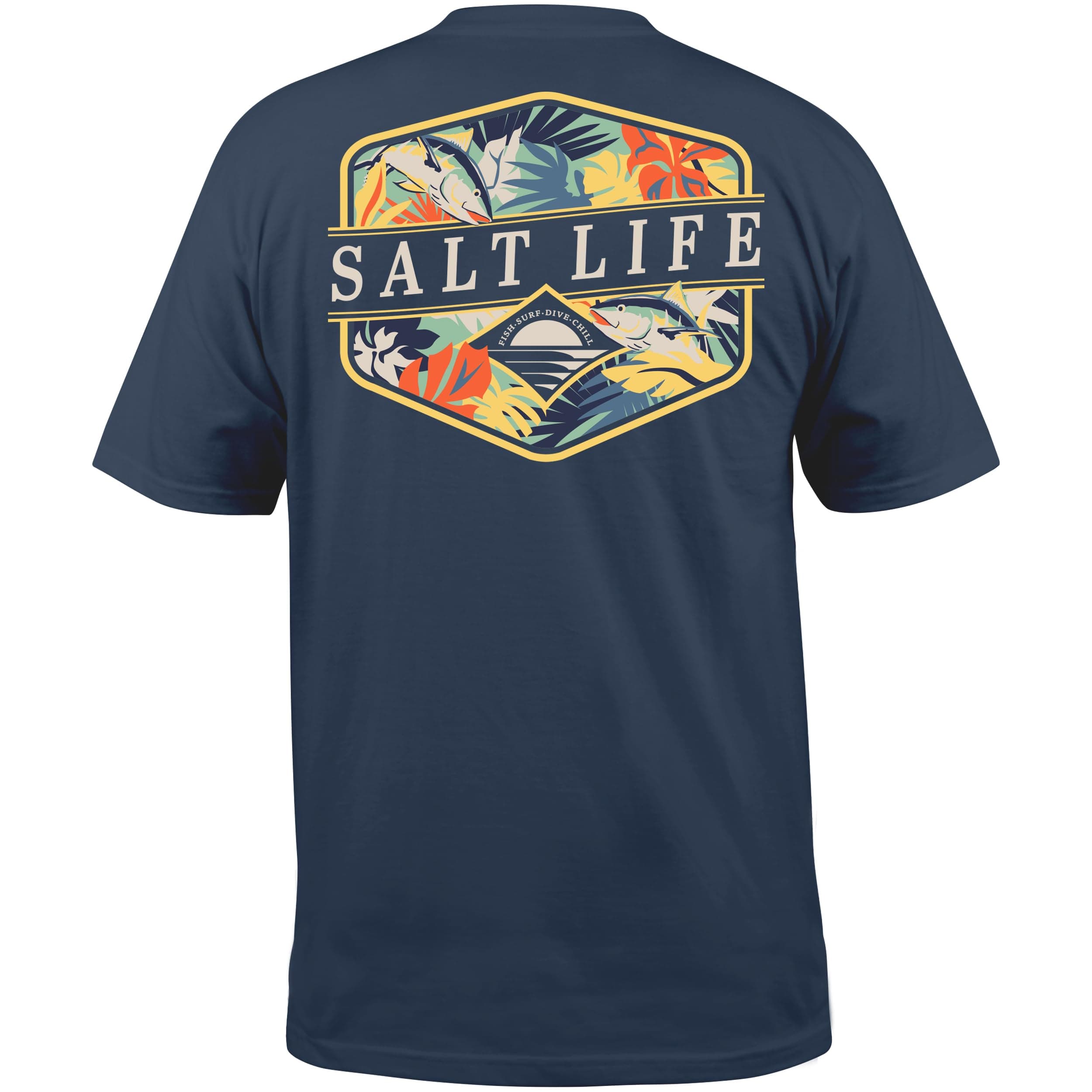 Salt Life Men's Tropical Print Short Sleeve Tee for Outdoor Summer Wear Comfortable Stretch Cotton T-Shirt Medium Size X