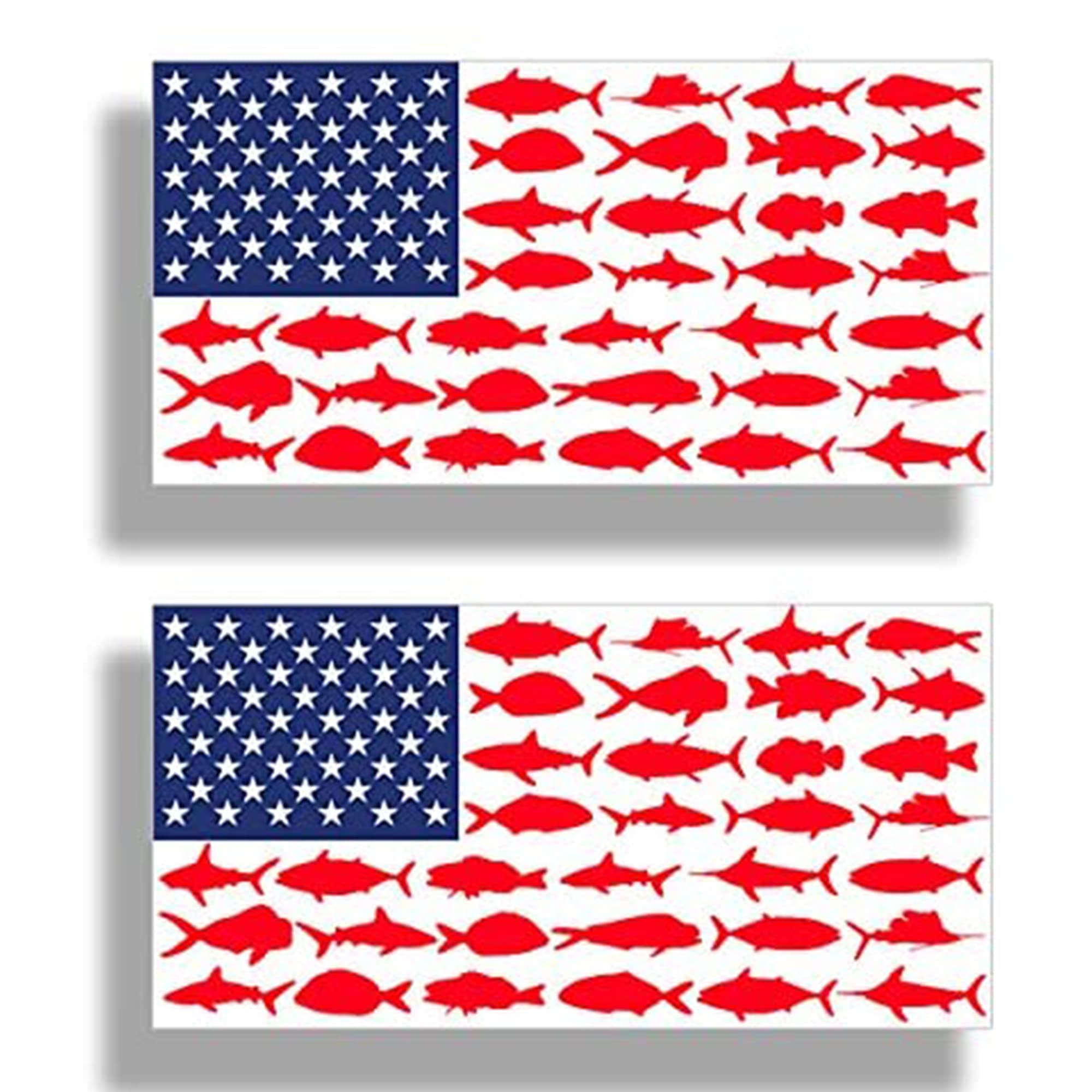 WSQ American Fish Flag Decal - Patriotic 2-Pack - 5x|5 Inches - Boats and Vehicles Stickers
WSQ Fish Flag Decal - Patrio
