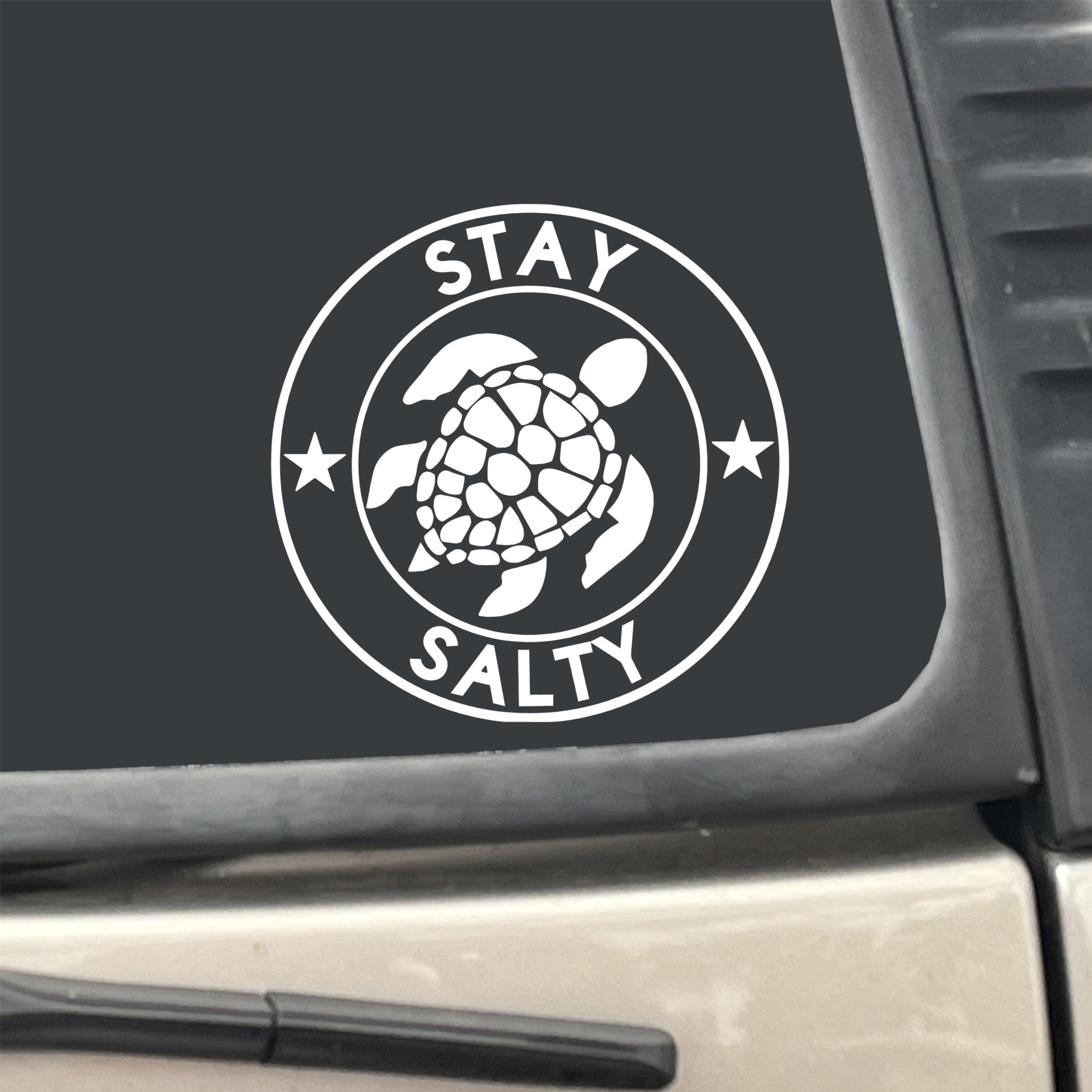 Stay Salty Turtle |5" Round Sticker Decal for Cars and Trucks (Heat Pressed, Durable Vinyl) - Perfect for Car, Truck, an
