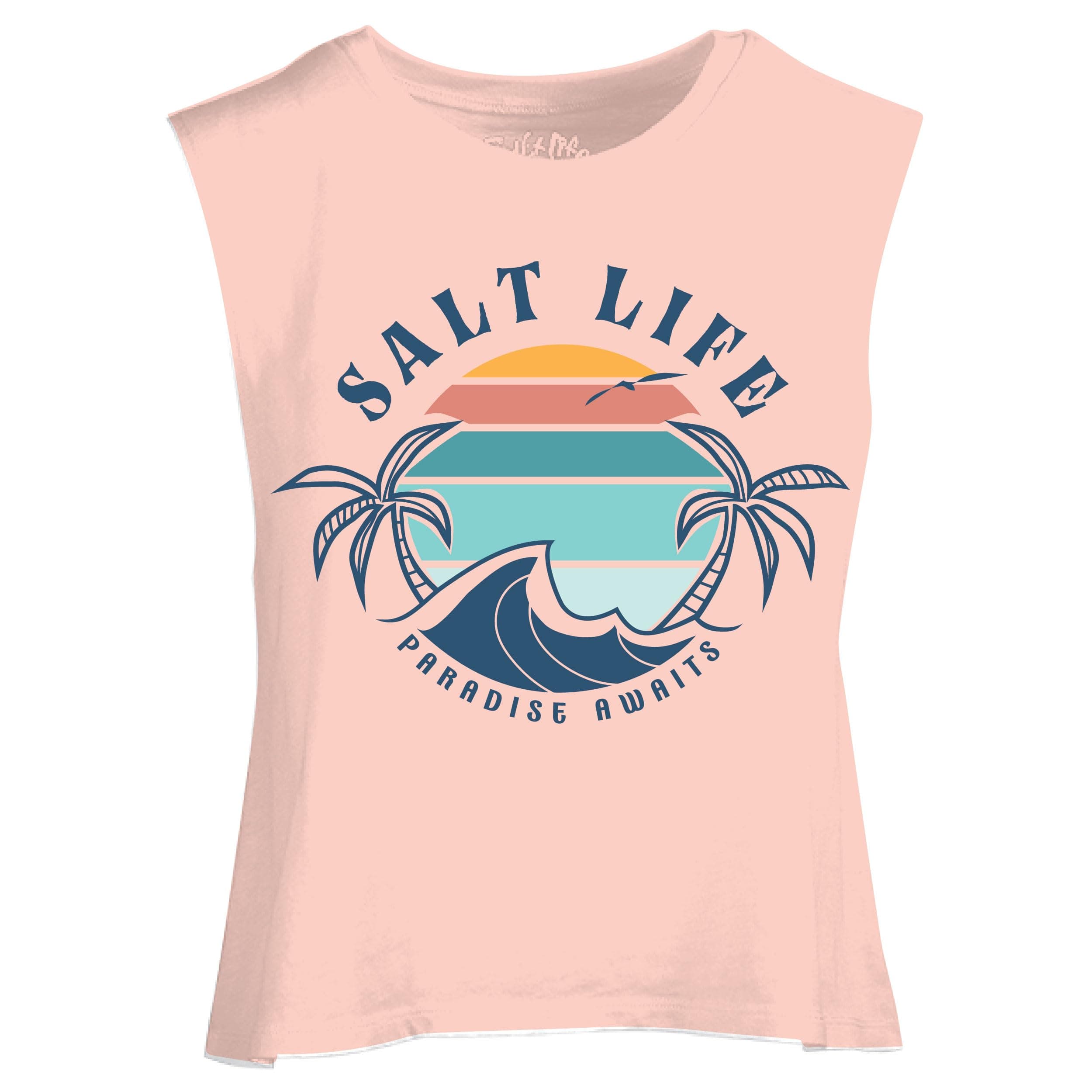 Salt Life Women's Paradise Bound Cropped Muscle Tank Top - Summer Fashion, Casual Wear, Beach Volleyball - Stretchy Fabr