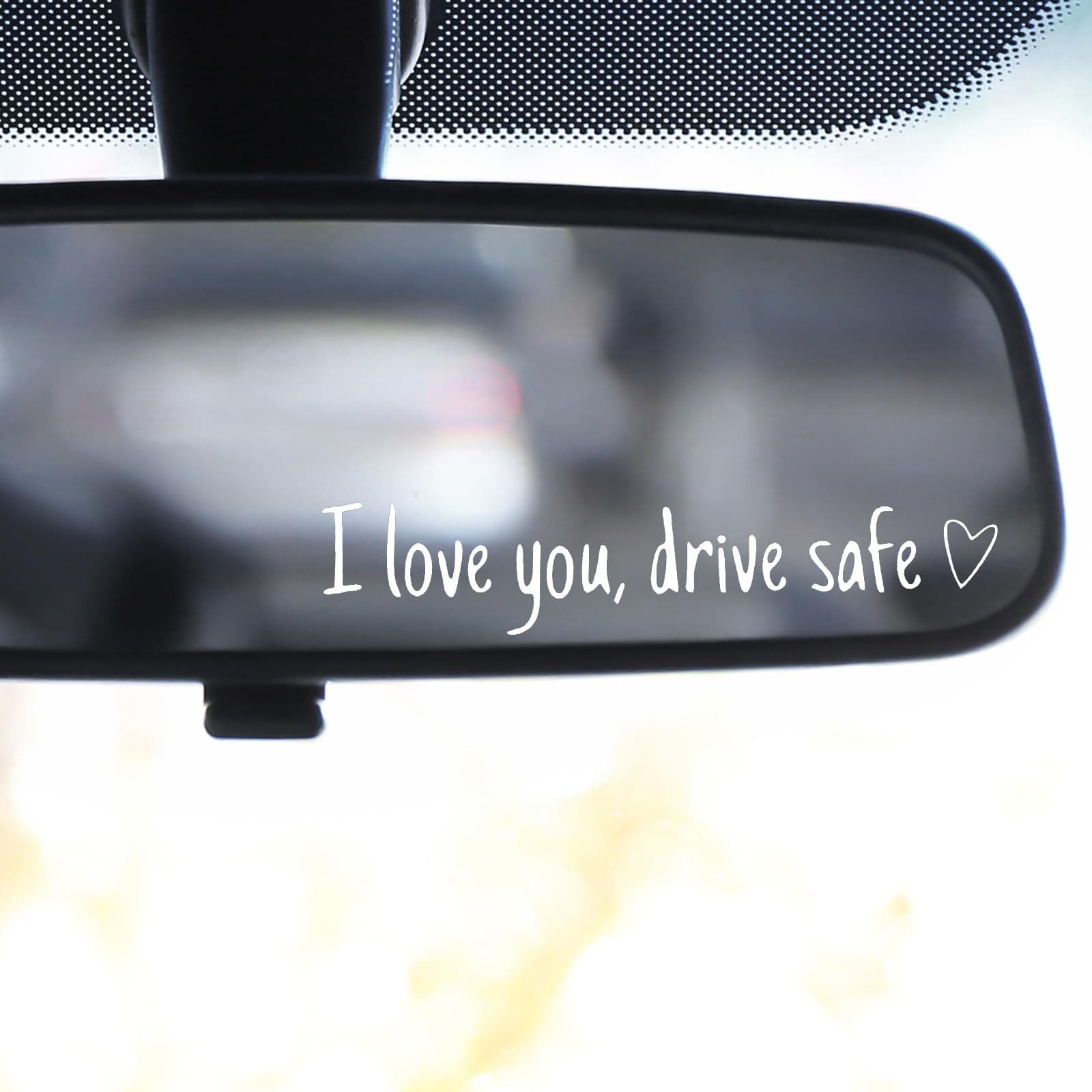"I Love You, Drive Safe" 4Pcs Car Decals for Women | Cute Rearview Mirror Stickers & Window Cup Gifts PVC+Vinyl for Her
