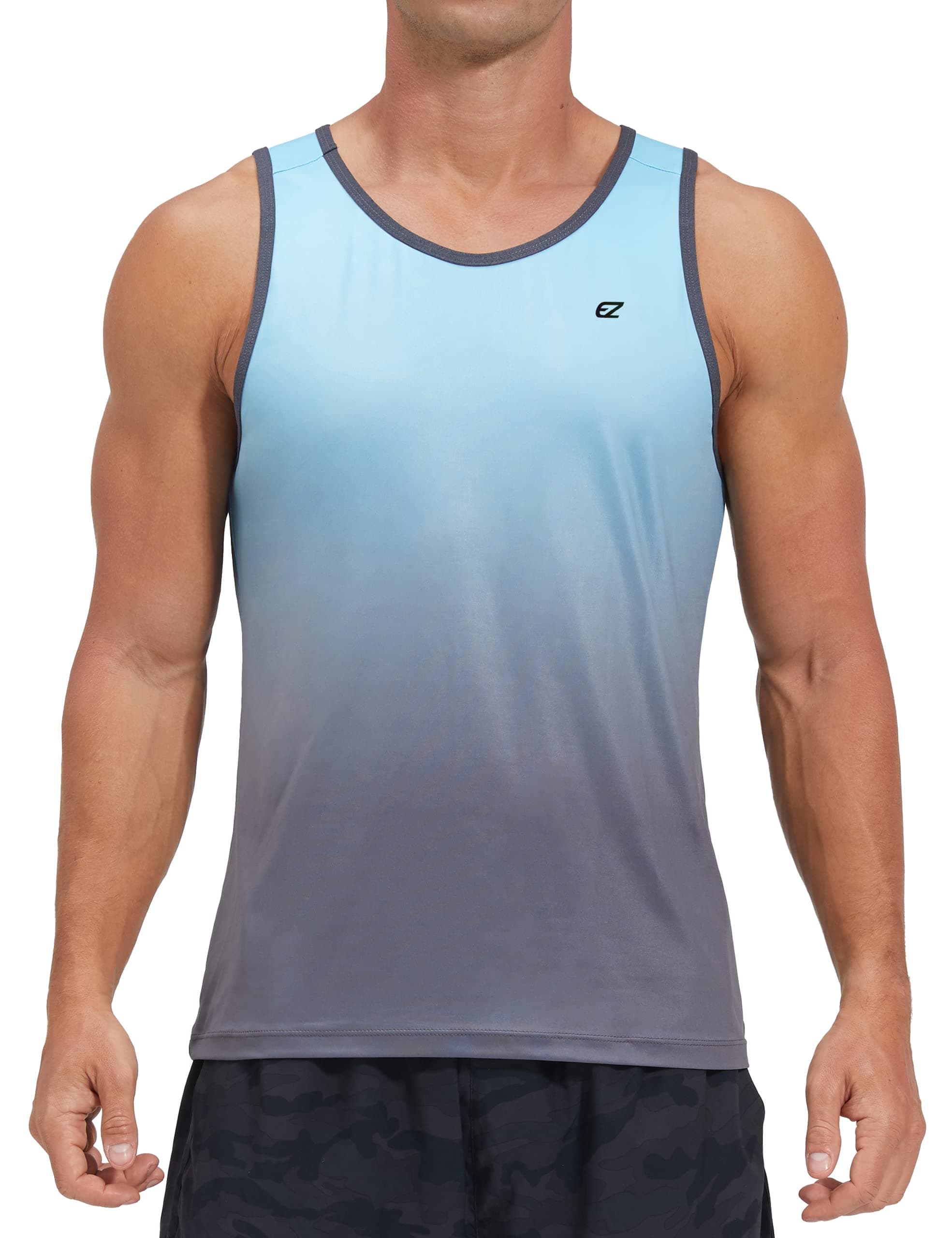 EZRUN Men's Quick Dry Workout Swim Beach Shirts Sleeveless Shirts for Bodybuilding Fitness Training