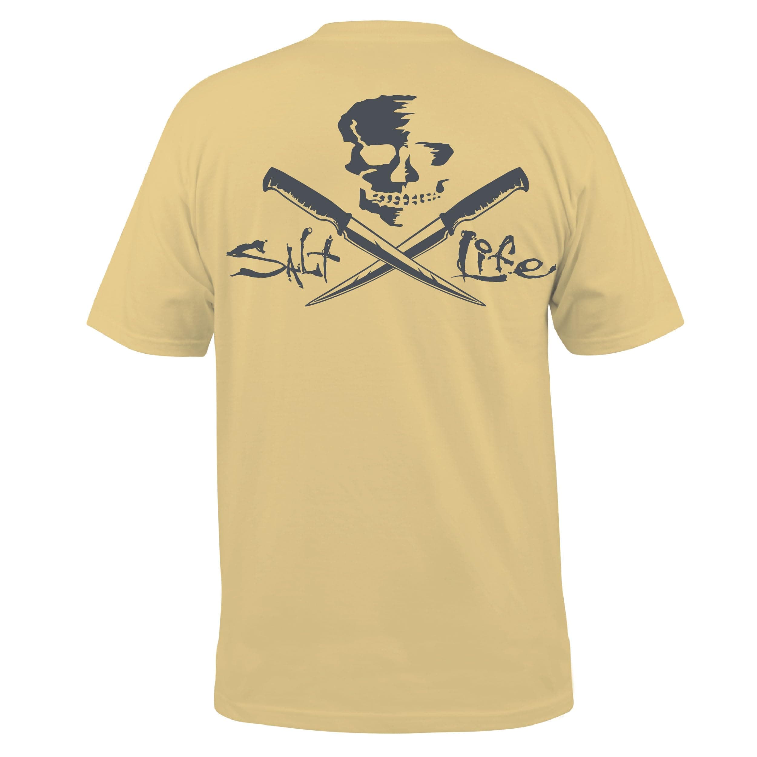 Salt Life Men's Spotlight Skull and Fillet Short Sleeve Tee for Fishing Enthusiasts in Warm Weather Races rhythmic breat
