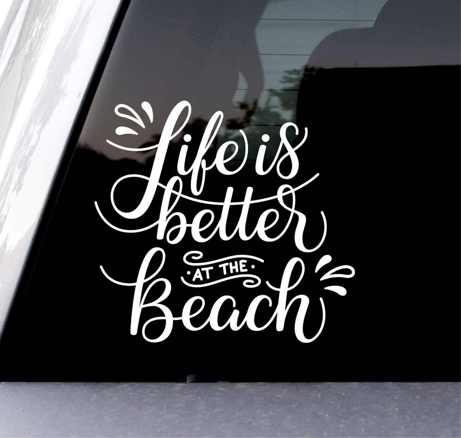 Sunset Graphics Beach Decal Vinyl Sticker for Cars Trucks Vans Walls Laptops | White | 5.5 Inches | SGD000099