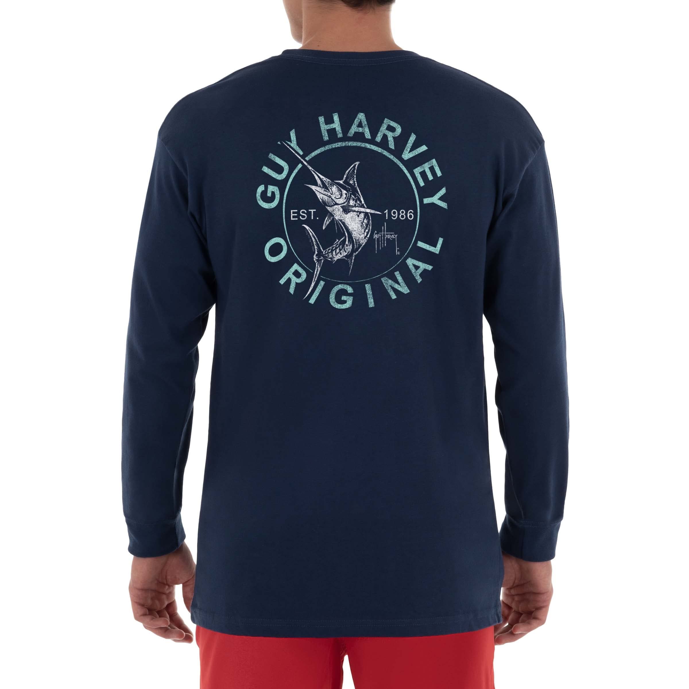 Guy Harvey Men's Billfish Collection Long Sleeve T-Shirt for Outdoor Adventures Features Modern Fishing Art Design Large