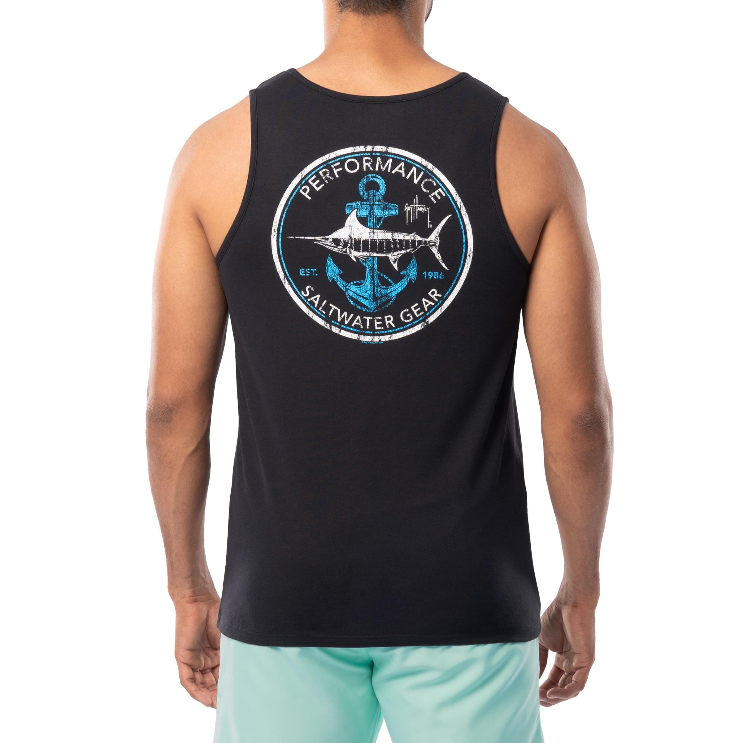 Guy Harvey Men's Fish Graphic Tank Top for Outdoor Adventures Bright Sun Protection