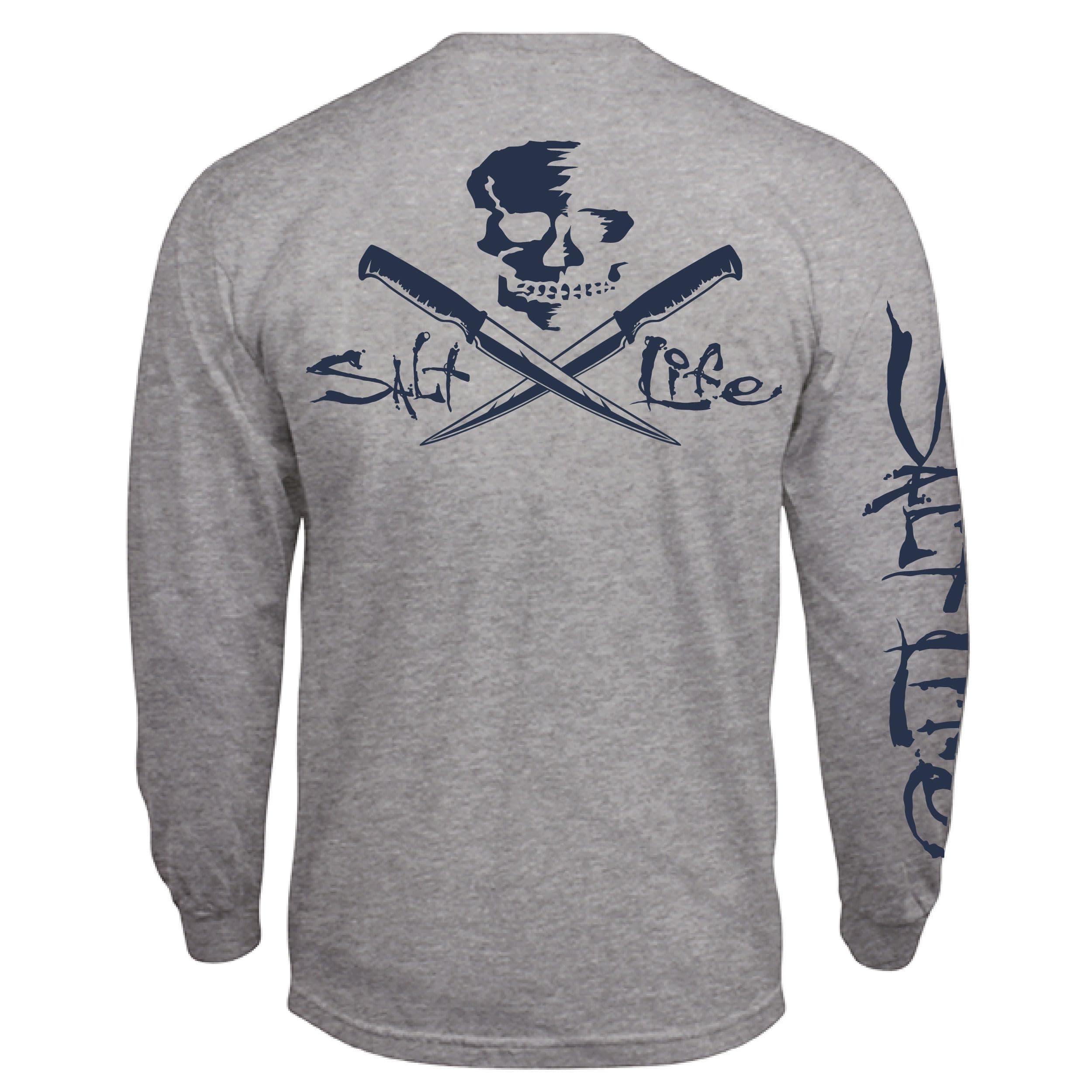 Salt Life Women's Classic Fit Long Sleeve Shirt Silver Skull and Fillet Design Fishing Outfit