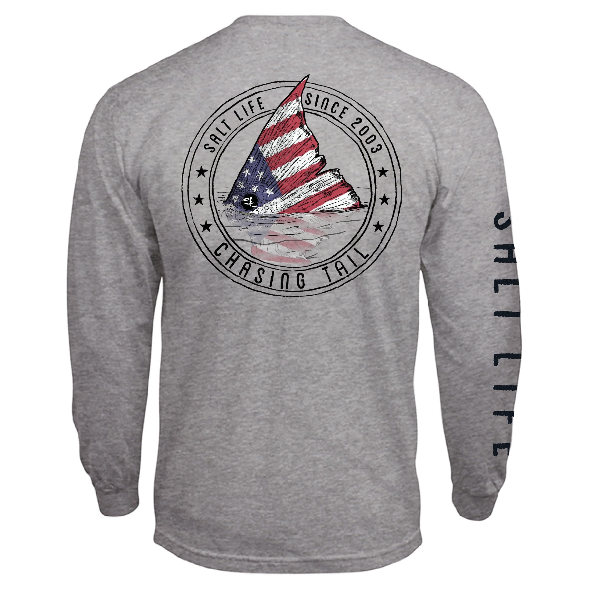 Salt Life Women's Redfish Stars & Stripes Long Sleeve Classic Fit Shirt for Fishing Outdoor Activities Comfortable and S