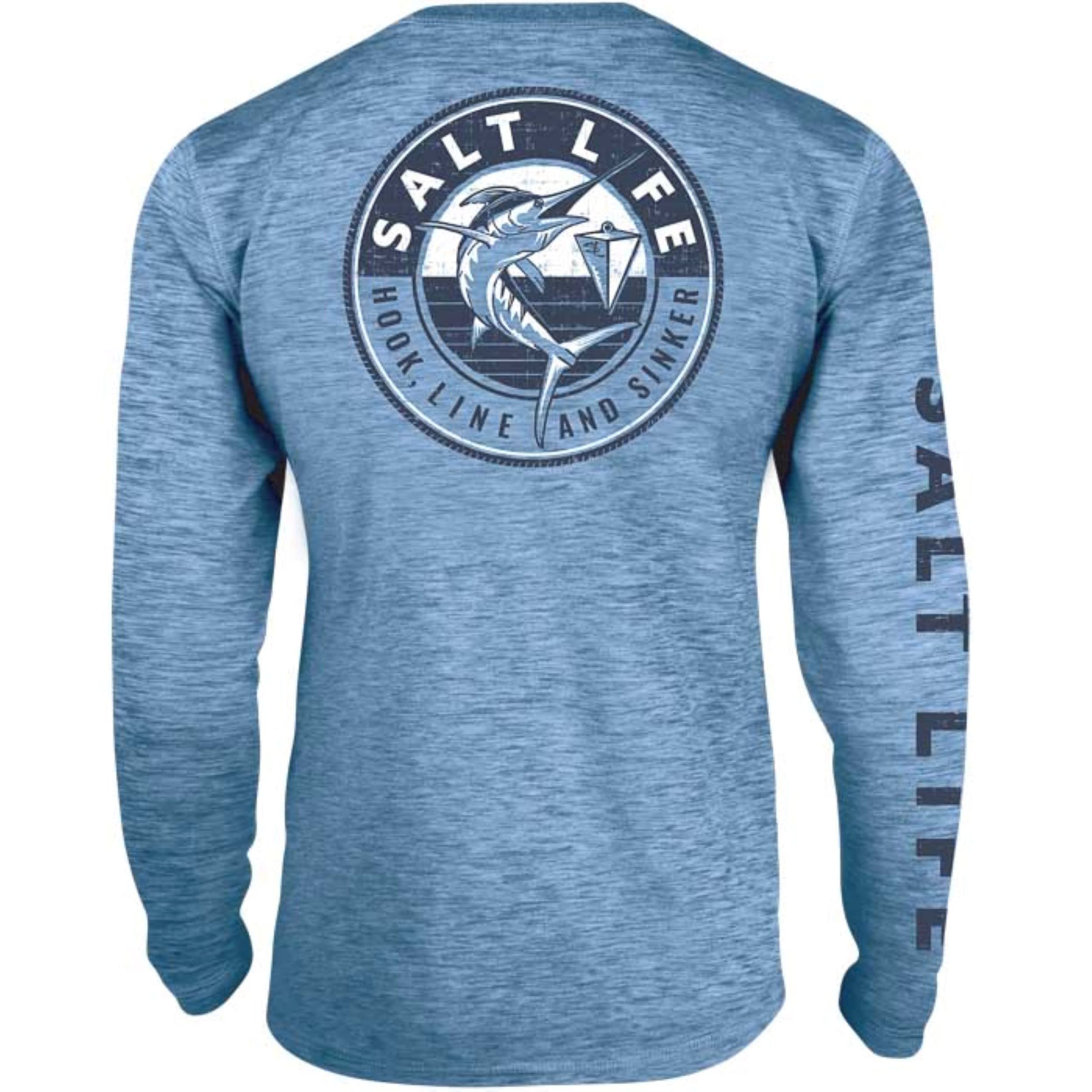 Salt Life Men's Marlin Sinker Long Sleeve Shirt for Outdoor Fishing Activities with Moisture Wicking Technology Size M