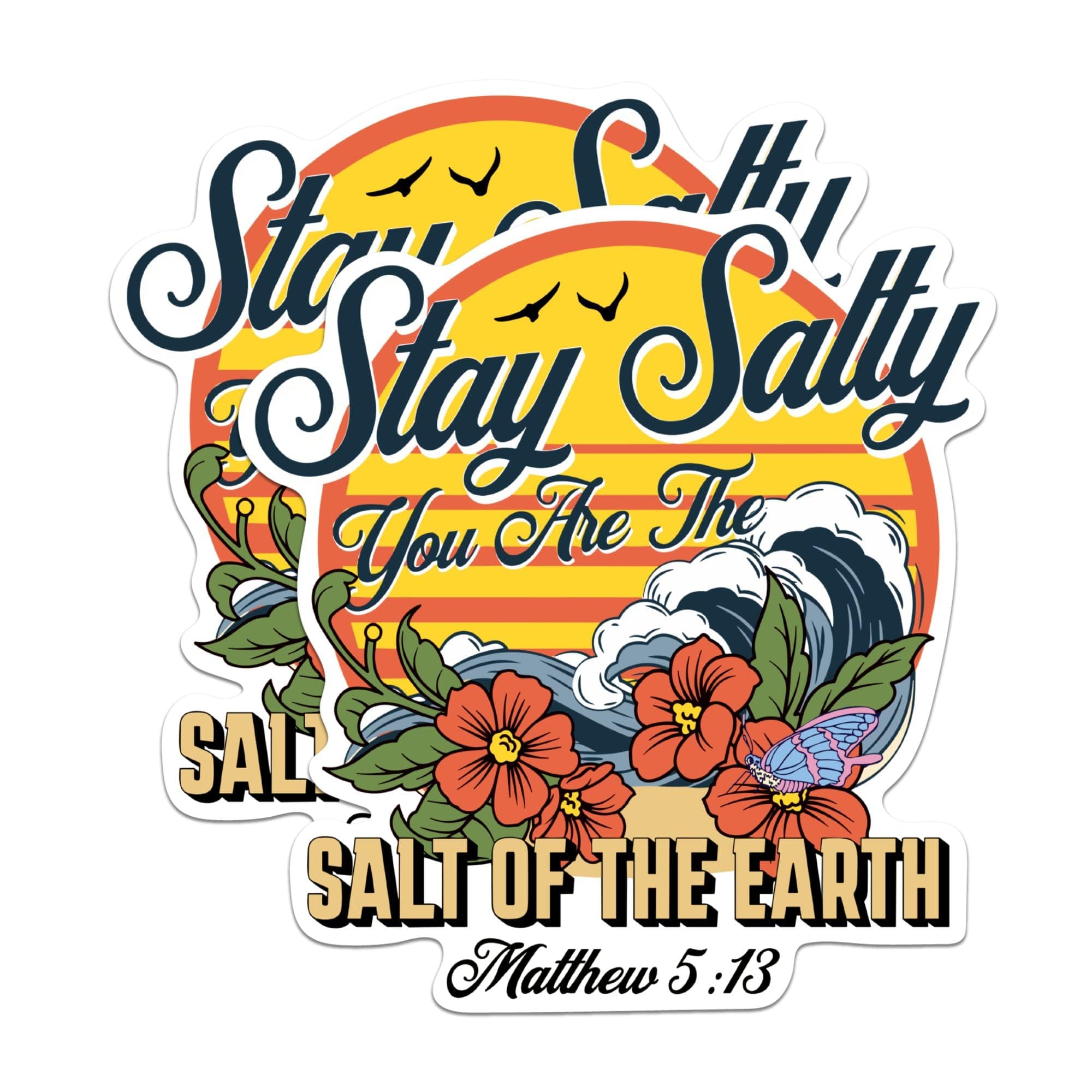 (2 Pack) Stay Salty You are The Salt of The Earth Stickers - Cool Ocean Lover Beach Bum - 5 Inches On Longest Side - Pr