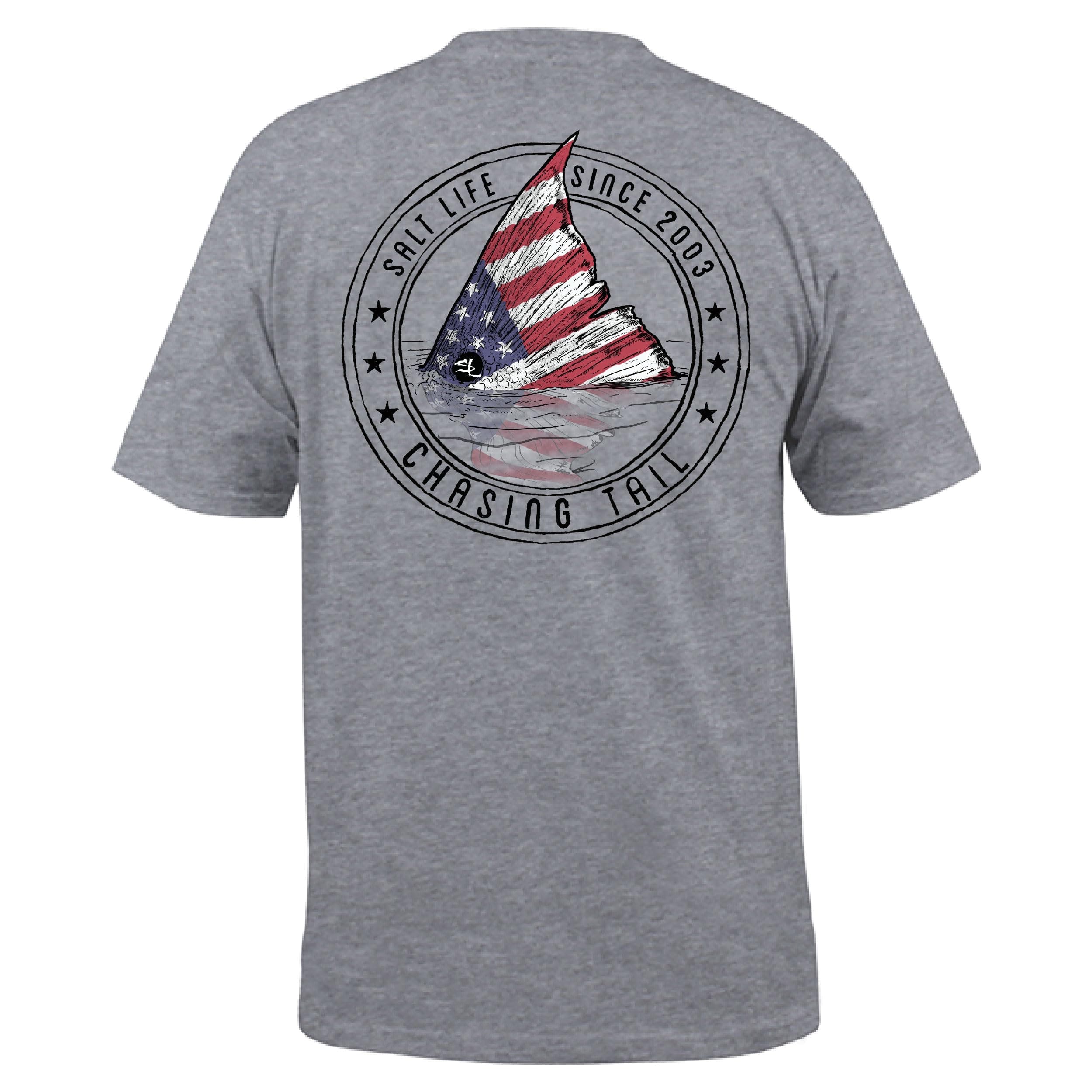 Salt Life Men's Redfish Stars & Stripes Short Sleeve Tee + Size: Medium + Color: Red + Occasion:Outdoor FishingTrip + Ma