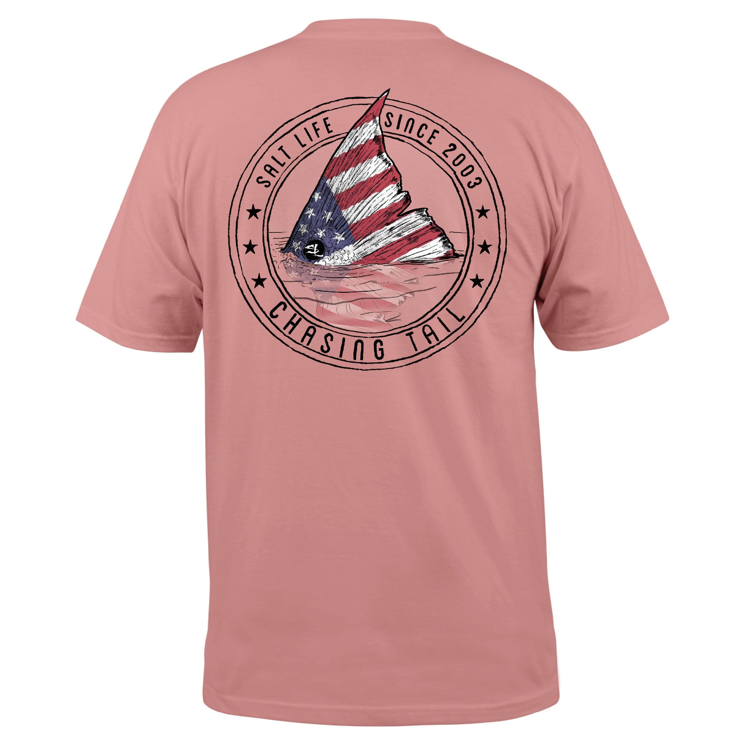 Salt Life Men's Redfish Stars & Stripes Short Sleeve Tee - Fishing Clothing for Men, Perfect for Beach Days, Lightweight