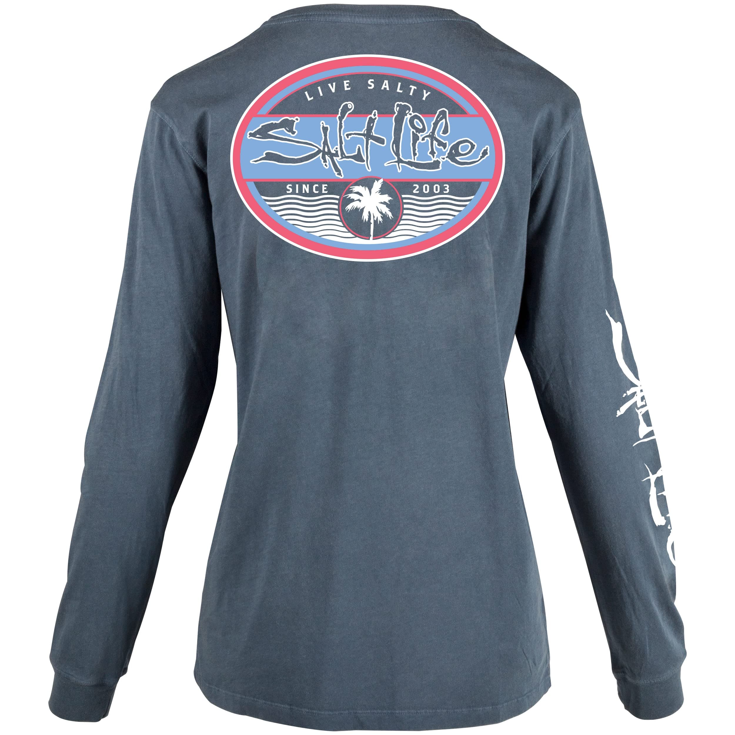 Salt Life Women's Wavy Days Salt Wash Long Sleeve Tee + Relaxed Fit + Summer Heat + Casual Beach Wear + Soft Comfort + U