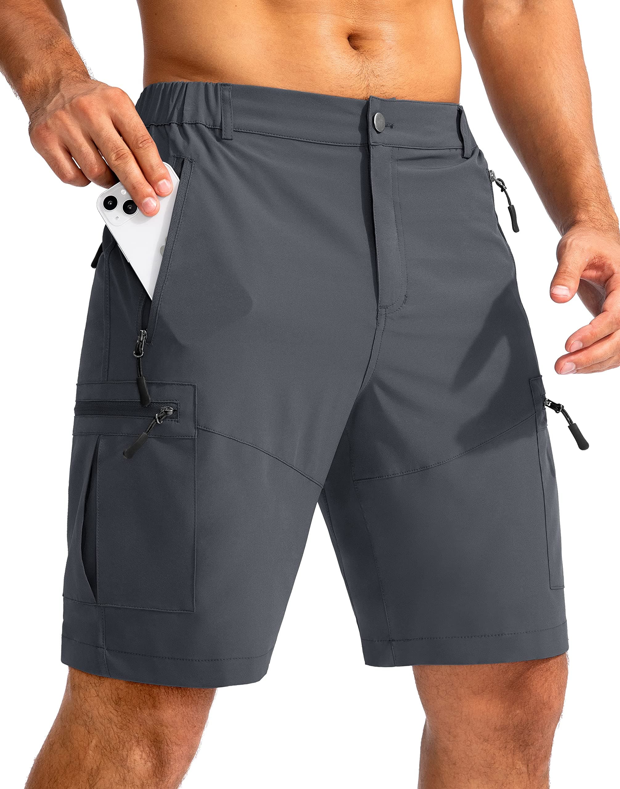 Pudolla Men's Lightweight Outdoor Hiking Cargo Shorts for Travel Golf Camping
| Pudolla Men's 9" Zipper Pockets Hiking
