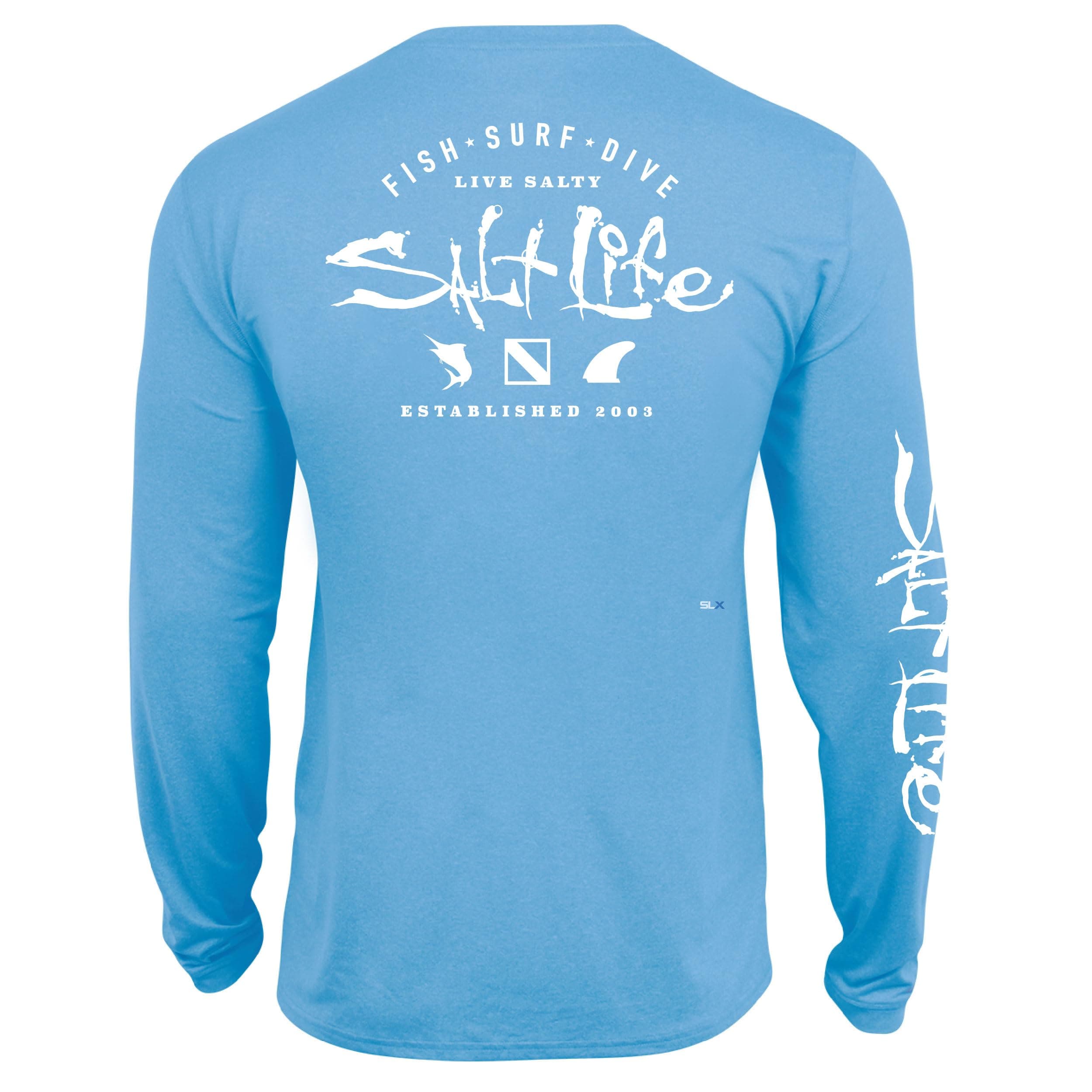 Salt Life Men's Waterman's Trifecta Long Sleeve Performance Pocket Tee - Water-resistant, Sun Protection, Moisture-wicki