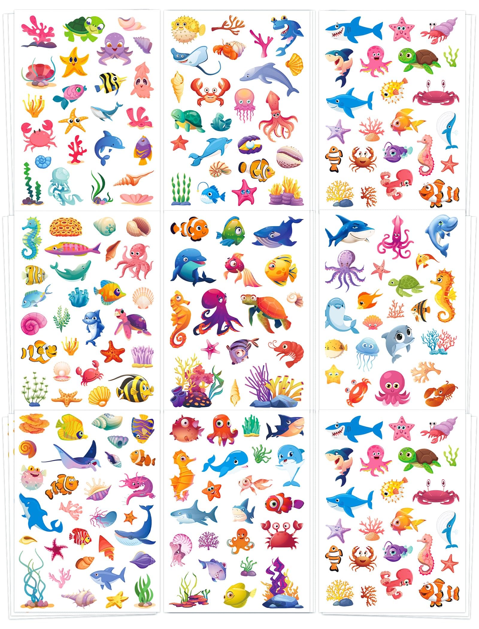 Ocean Stickers for Kids 24 Sheets 564 Pcs Waterproof Decorations for Parties and Crafts