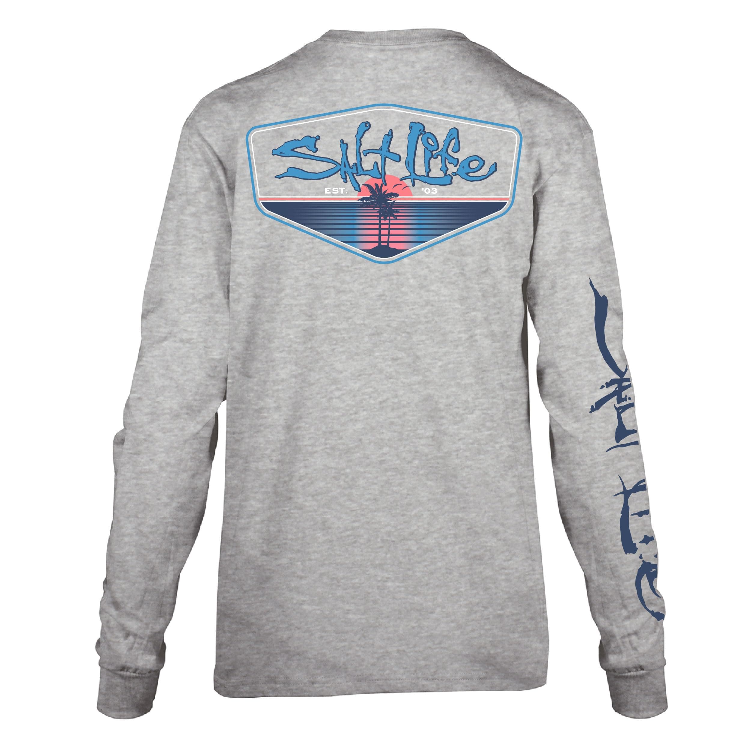 Salt Life Men's Private Island V-Neck Long Sleeve Classic Fit Shirt for Weekend Casual Wear with Comfort Stretch and Moi