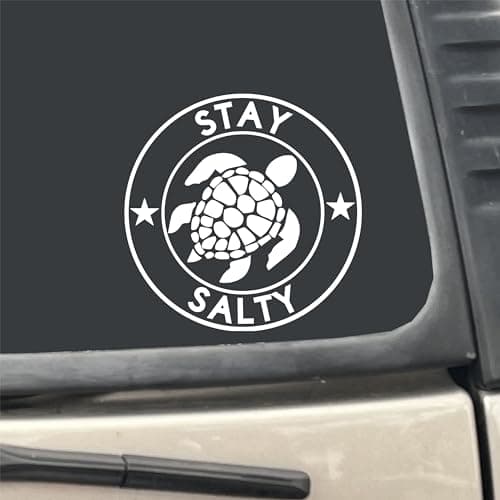 Stay Salty Turtle |5" Round Sticker Decal for Cars and Trucks (Heat Pressed, Durable Vinyl) - Perfect for Car, Truck, an