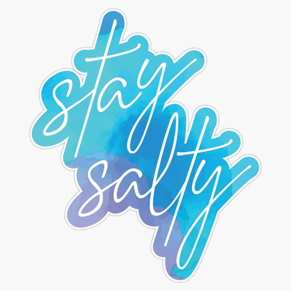 Stay Salty II Bumper Sticker Vinyl Decal for Cars - 5 Inches - Ocean Loving Car Accessories - Beach Themed Decals - R3-O