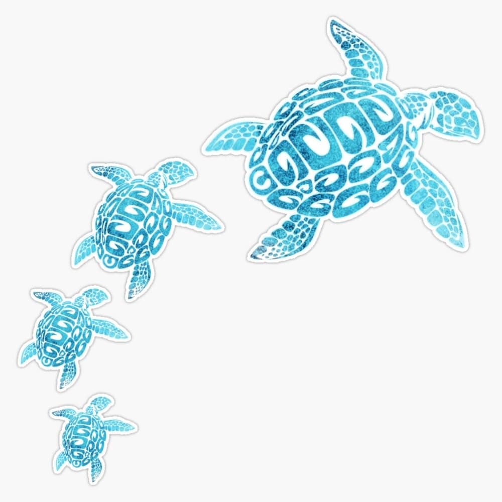 Tribal Watercolor Sea Turtle Waterproof Decal for Laptop Window Bumper Sticker, 5" Sleeve