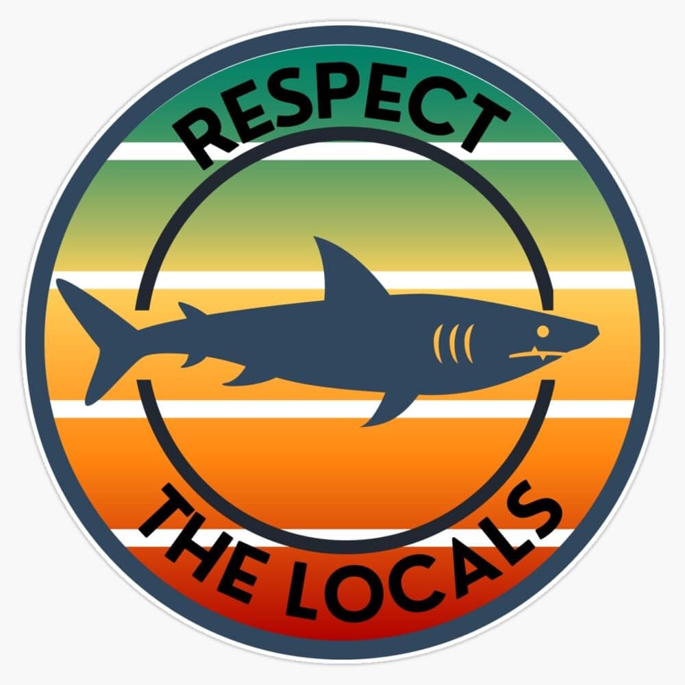Respect The Locals Shark Vintage Sunset Retro Waterproof Decal Laptop Bumper Sticker 5"