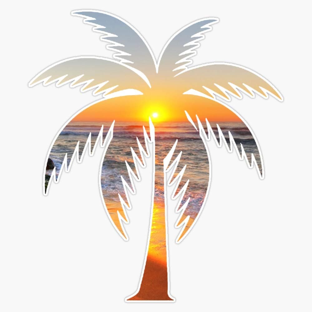 Palm Tree Beach Waterproof Bumper Sticker For Laptop Window Decal 5"