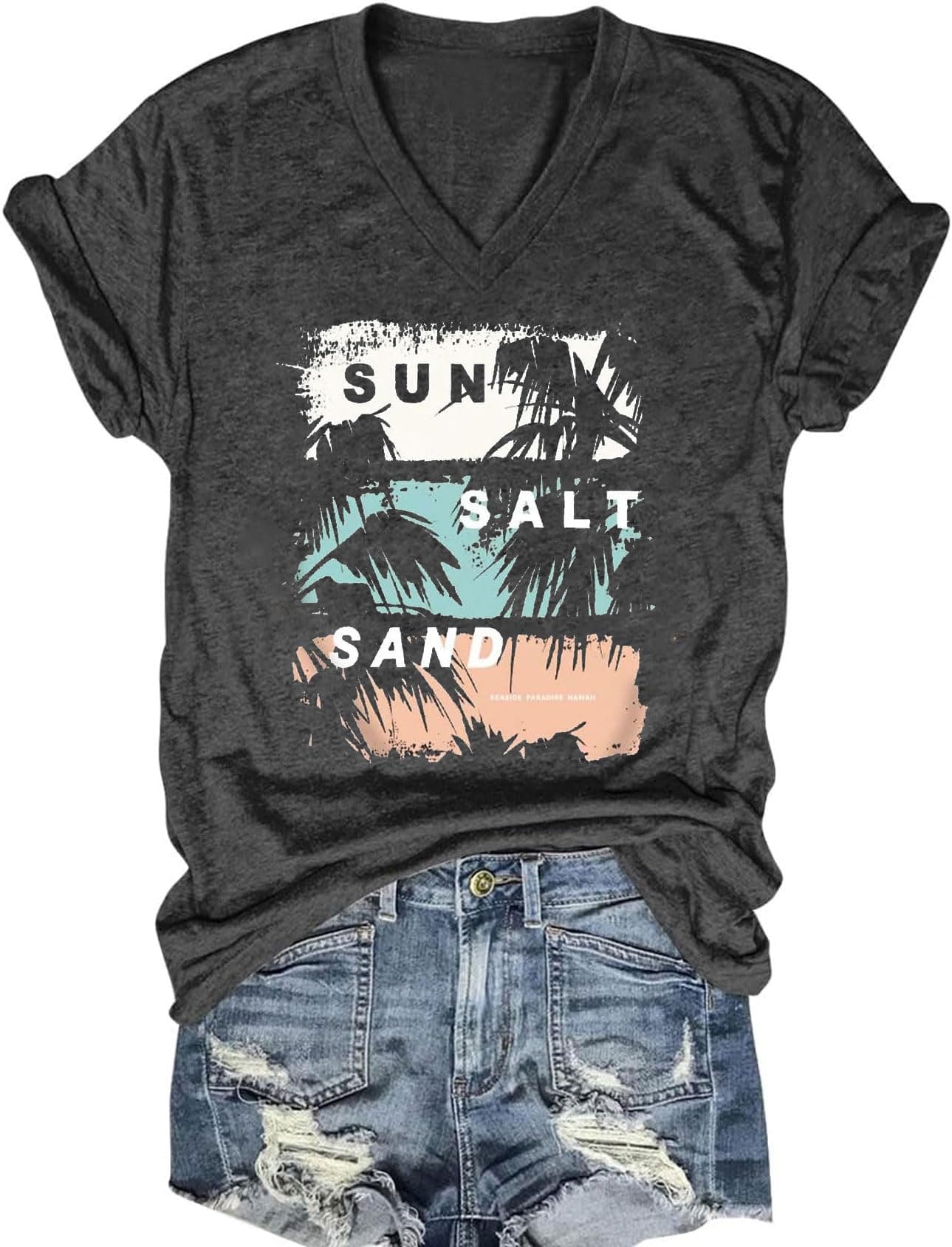 Women's Boho V-Neck Flowers T-Shirt Wildflowers Graphic Summer Tee
| Cute Women's V-Neck Wildflowers Graphic Short Slee