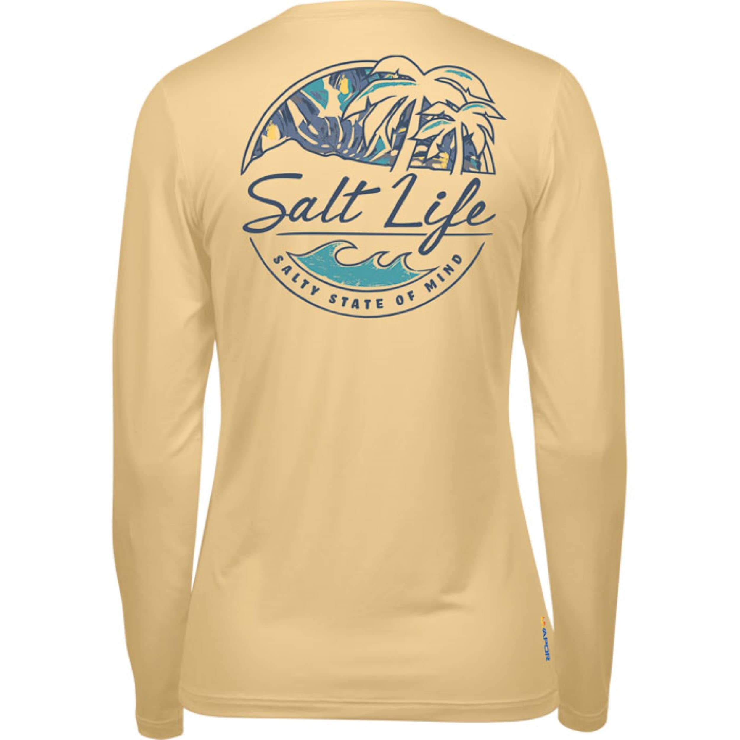 Salt Life Women's Shady Palms Long Sleeve Stretch Fit Shirt for Casual Summer Outings Comfortable Stretch Fabric Breatha