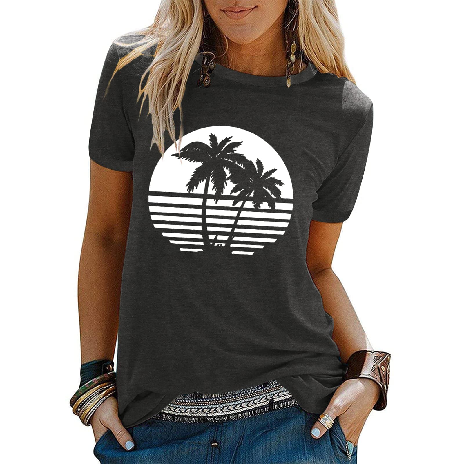 Binshre Women's Beach Shirts Hawaiian Graphic Tees for Summer Vacation
| Binshre Vintage Tshirts for Women Yellow Graph