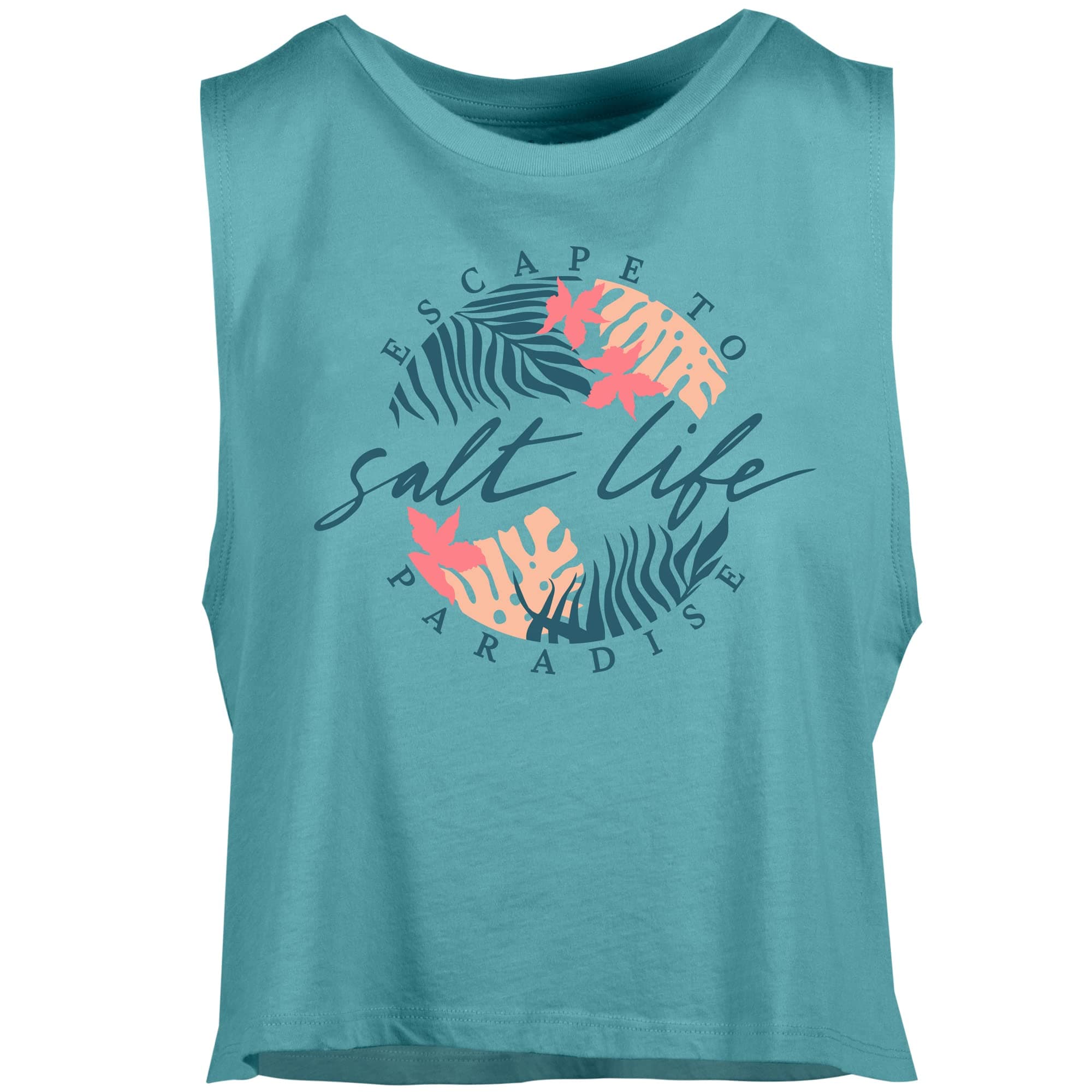 Salt Life womens crop fit=cut tapered muscle tank top for summer outdoor activities UV protection lightweight breathable