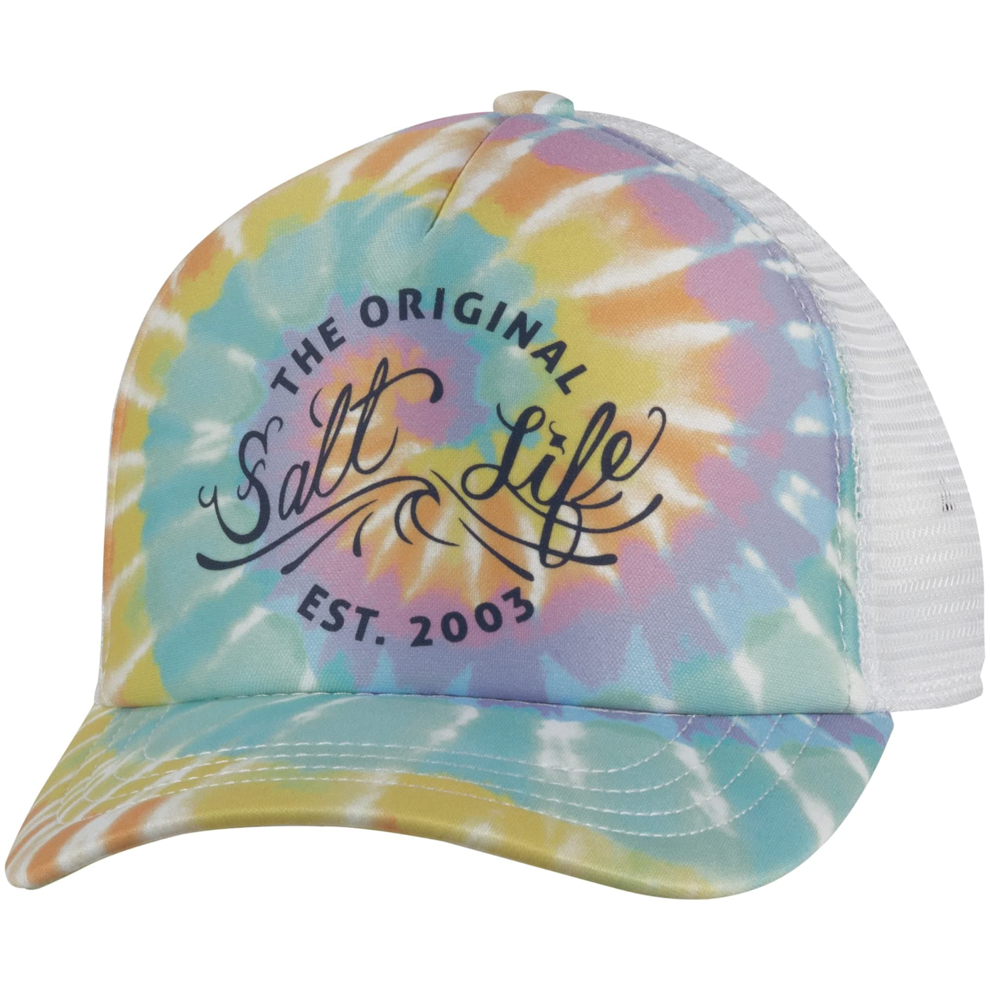 Salt Life Trippy Life Youth Trucker Mesh Hat - White | Breathable Hemispherical Crown Design | Outdoor Summer Fashion |