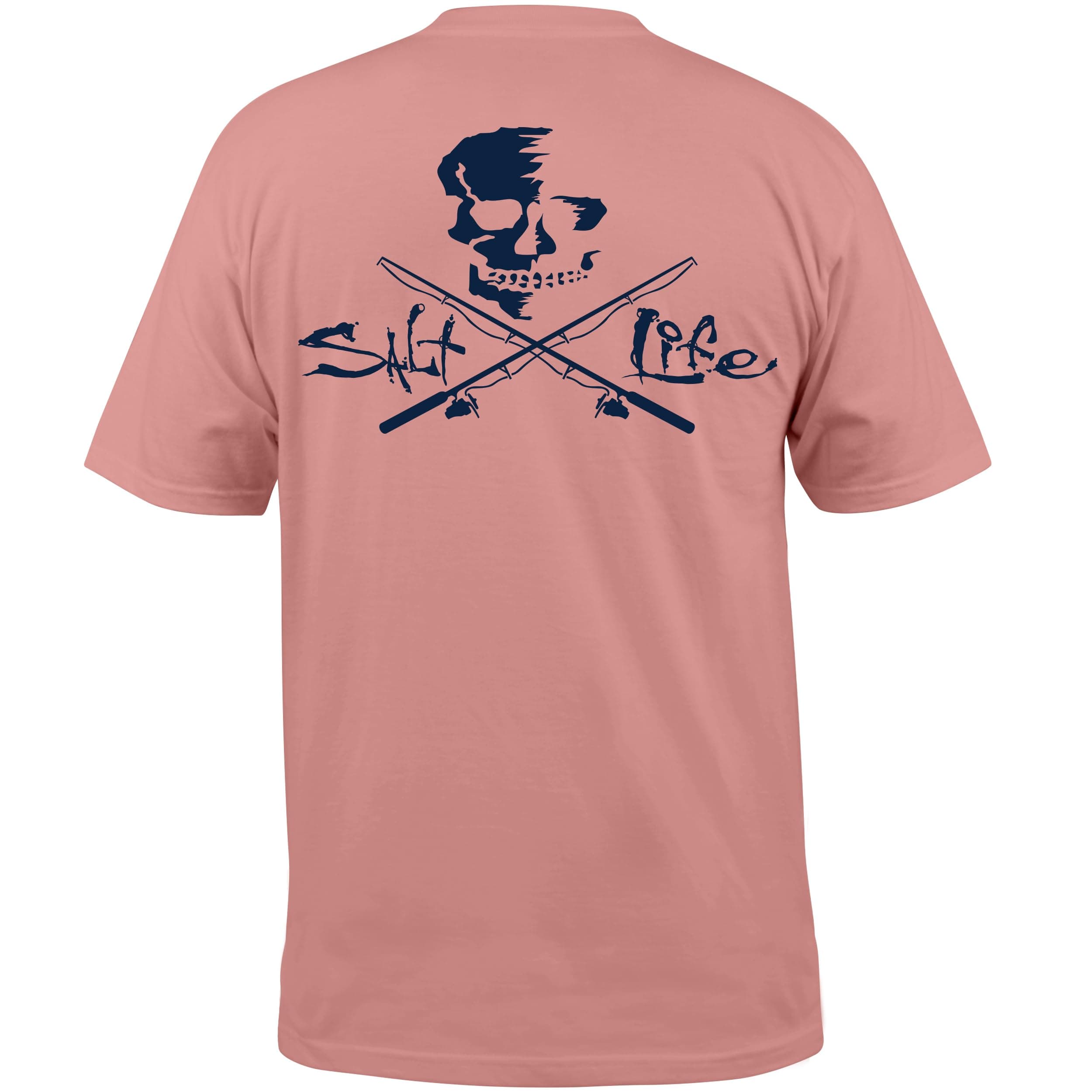 Salt Life Men's Fashionable Skull and Poles Short Sleeve Tee for Summer Festivals and Casual Wear Featuring Versatile Si