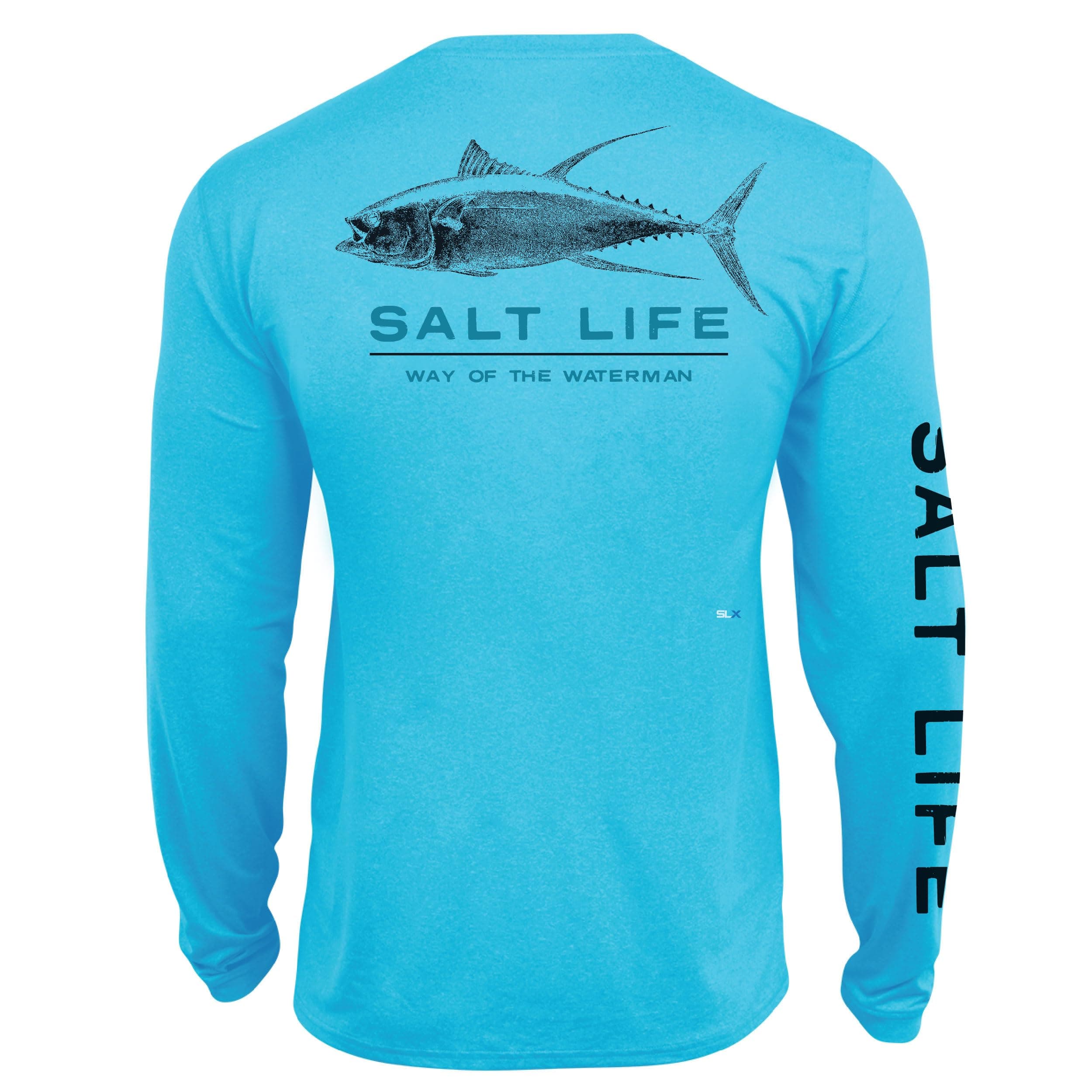 Salt Life Men's Deep Ventures Long Sleeve Performance Tee + Core Stretch Fabric + Outdoor Enthusiast + Summer BBQ + Mois
