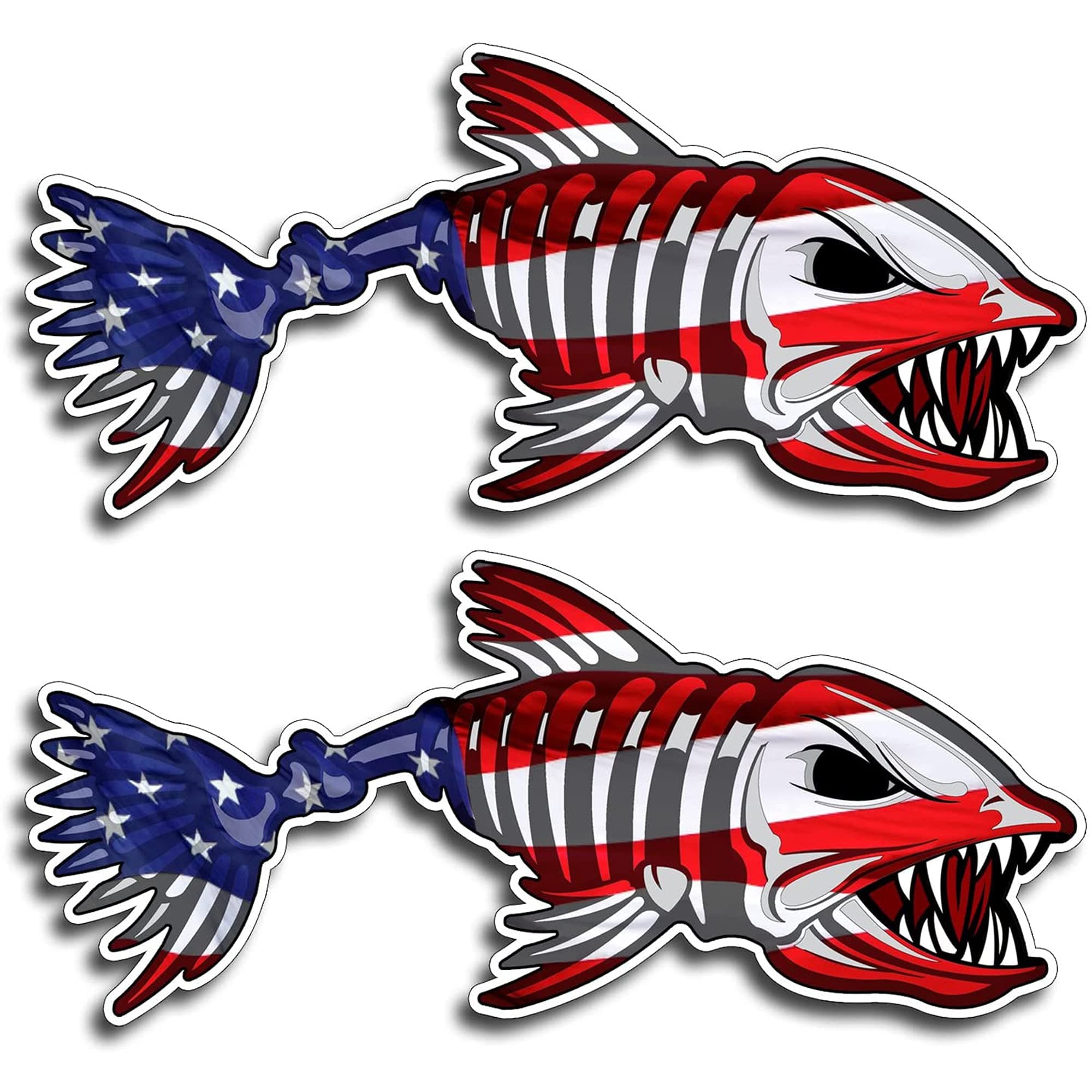 WSQ USA Flag Bone Fish Decal for Boats Car Truck SUV Van - 6x|5 Inches - Boat Stickers Window Bumper Wall Laptop Cup Tum