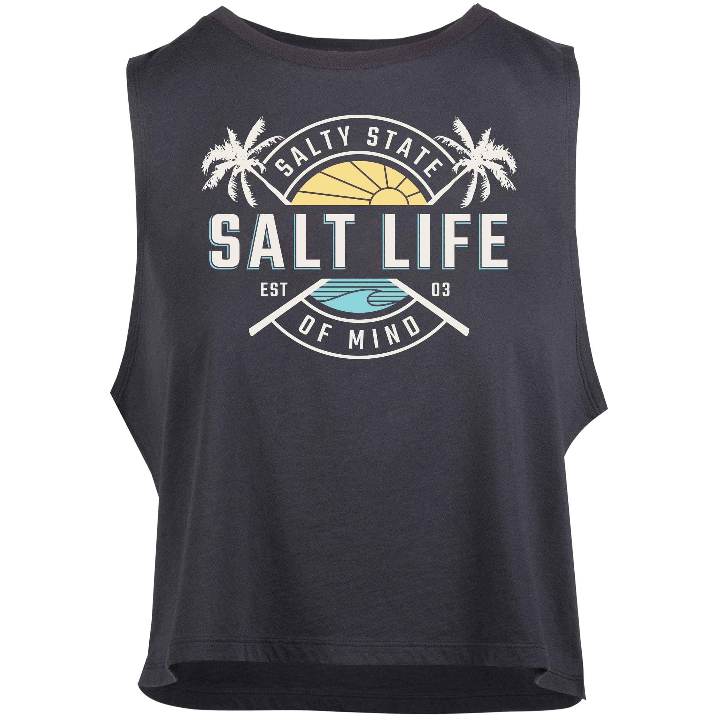Salt Life Women's First Light Cropped Muscle Tank - Lightweight Breathable Summer Tops for Sweat-Free Fitness Sessions