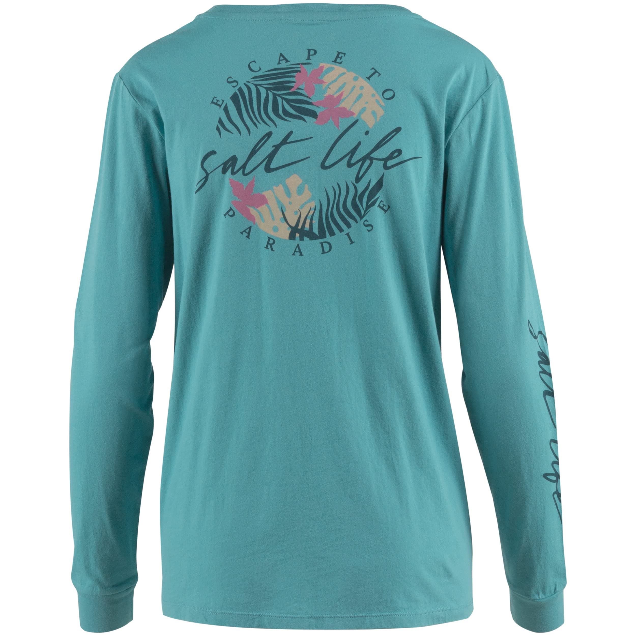 Salt Life Women's Oasis Palm Long Sleeve Boyfriend Tee + Trending Summer Top + Beach Cover-Up + Soft Cotton Fabric + Mul
