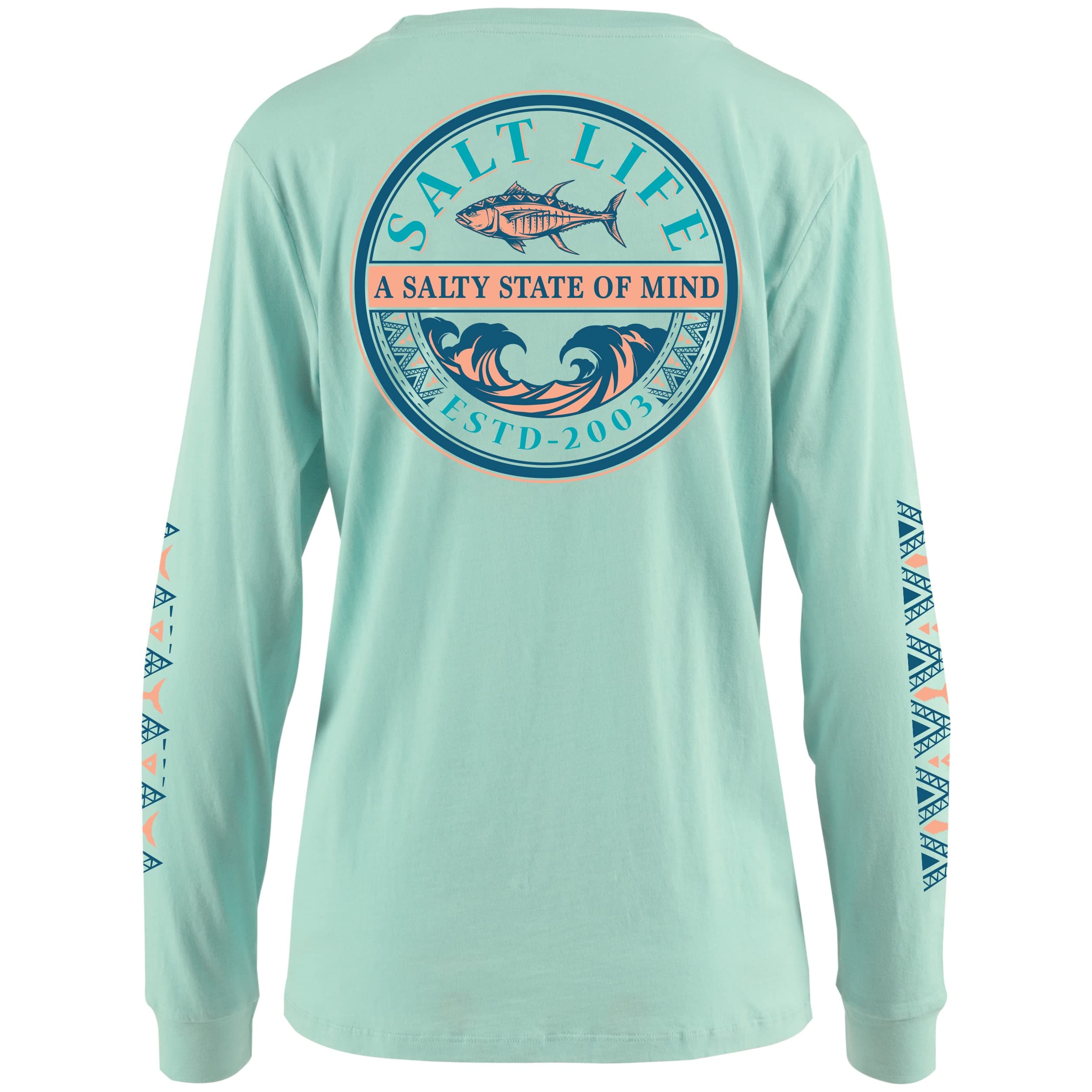 Salt Life Women's Tribal Print Long Sleeve Boyfriend Tee - Stylish and Versatile for Casual Wear - Unisex Large Fit - Co