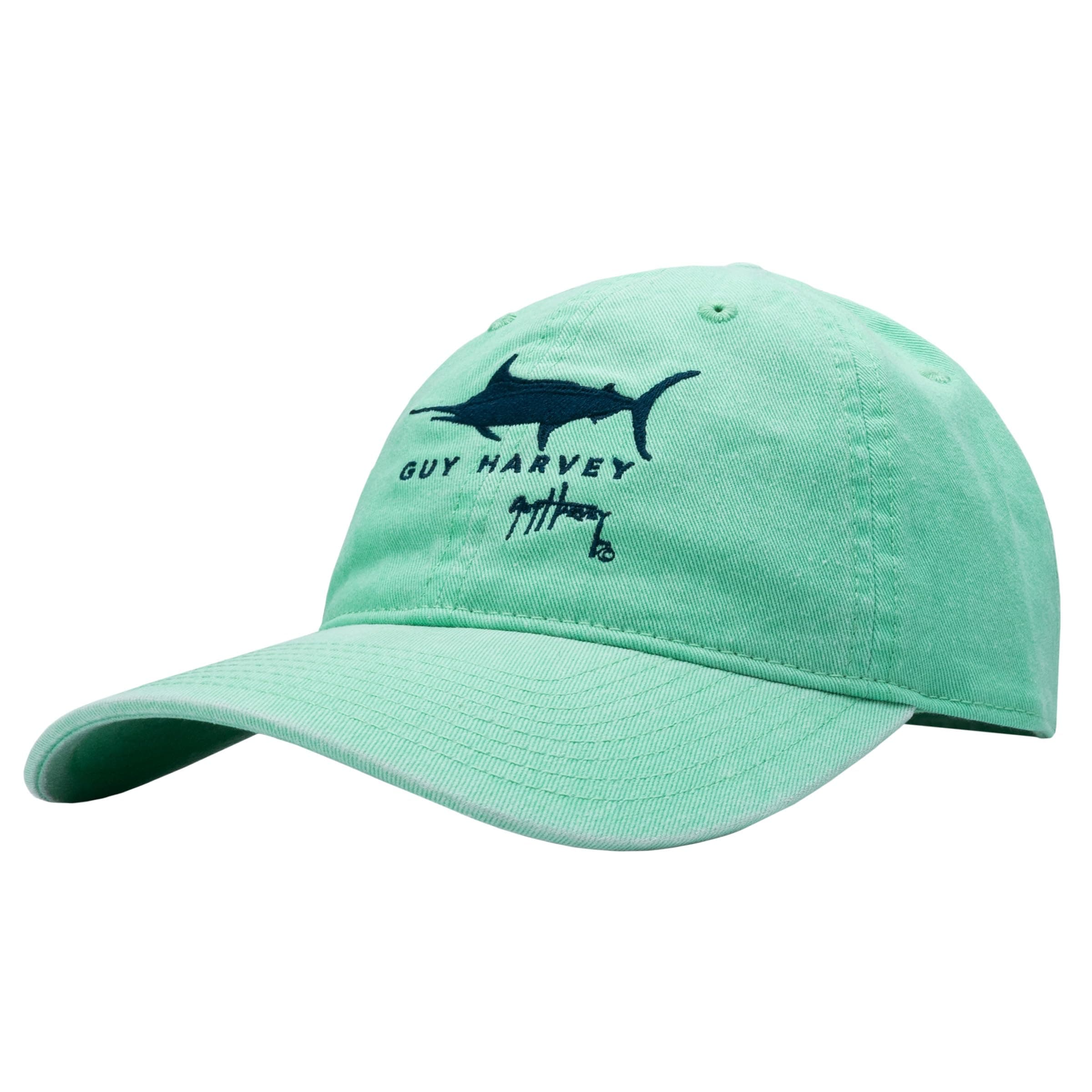 Guy Harvey Mens Solid Relaxed Hat with Patch - Outdoor Activities, Casual Wear, Fishermen, Wide Brim, Comfortable, Adjus