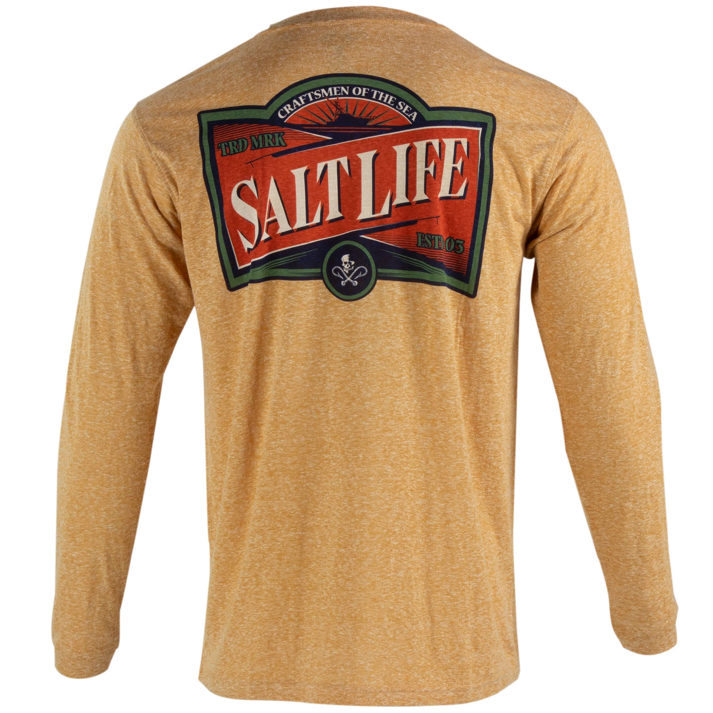 Salt Life Men's Crafty Seas Long Sleeve Classic Fit Shirt for Casual Wear with Breathable Fabric and Stylish Print in Na