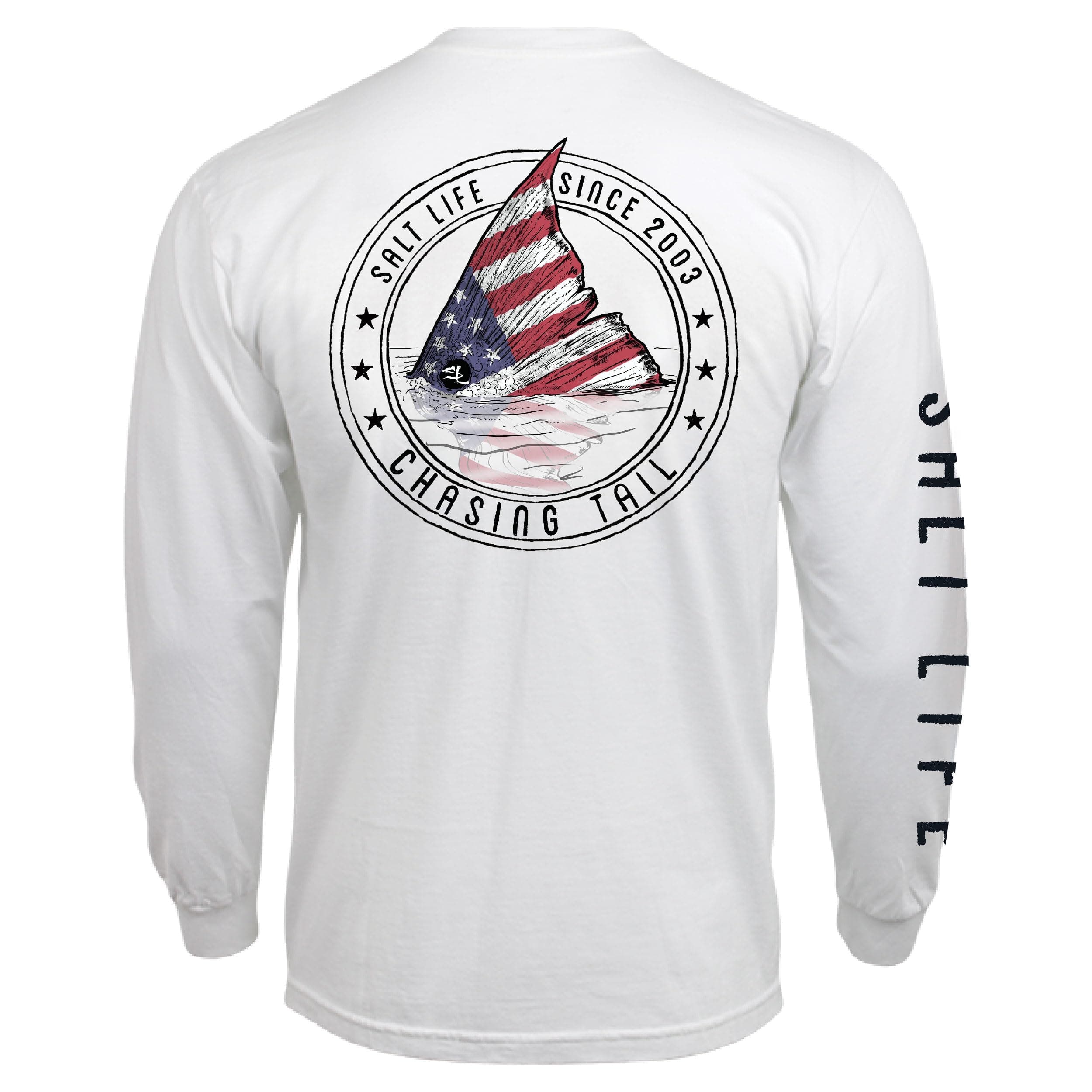 Salt Life Men's Redfish Stars & Stripes Long Sleeve Classic Fit Shirt for Outdoor Fishing Adventureserture and Sunset Re