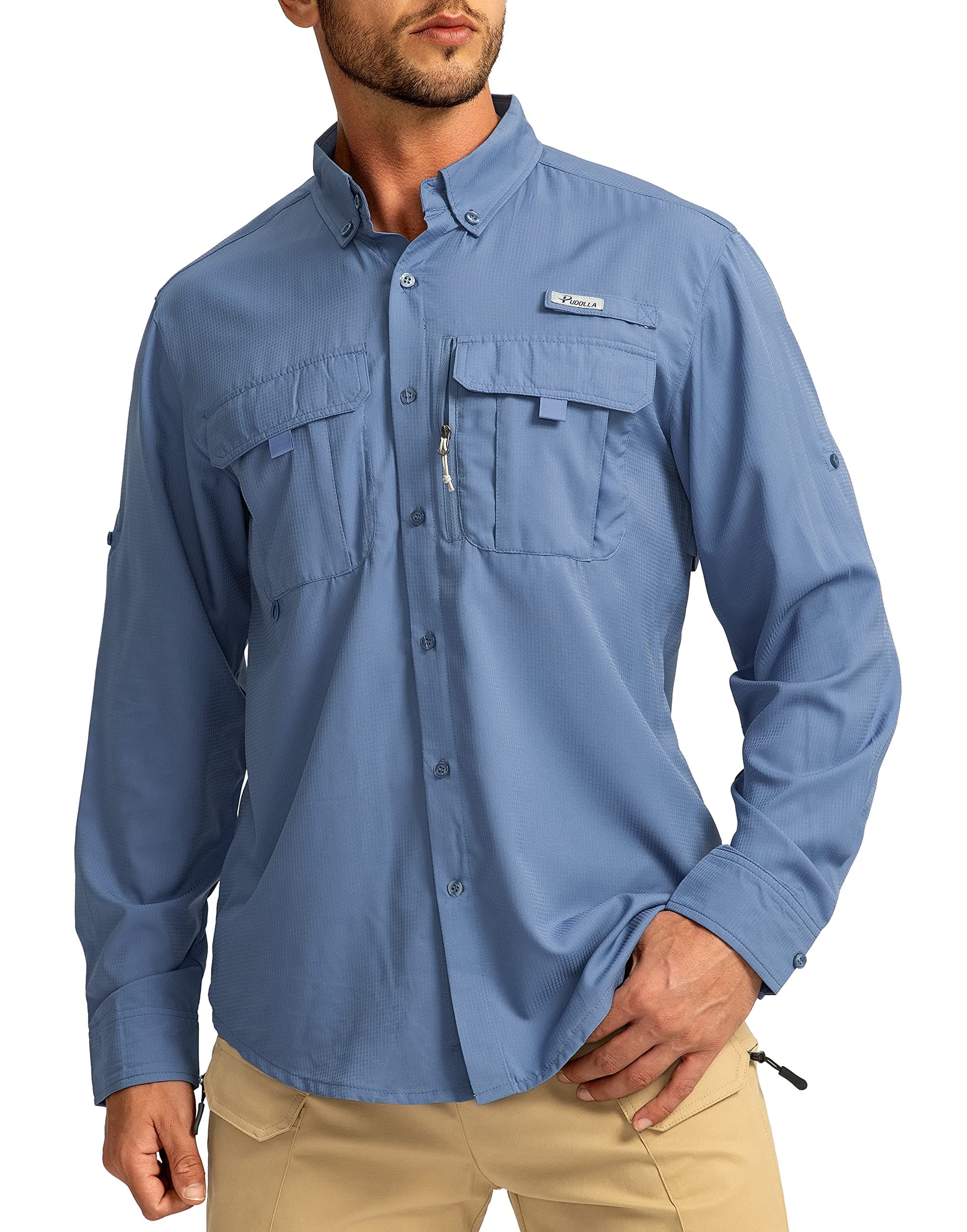 Men's Sun Protection Pudolla Fishing Shirts UPF50+ Long Sleeve Travel Work Button Down Shirts
| Pudolla Men's Sun Prote