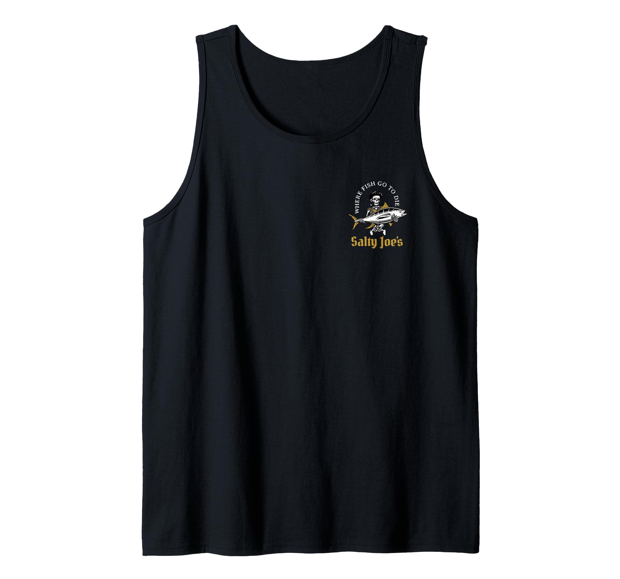 Salty Joe's Ol' Angler Fishing Logo Surf Shop Tank Top for Men at the Beach
Salty Joe's Ol' Angler Fishing Logo Surf Sho